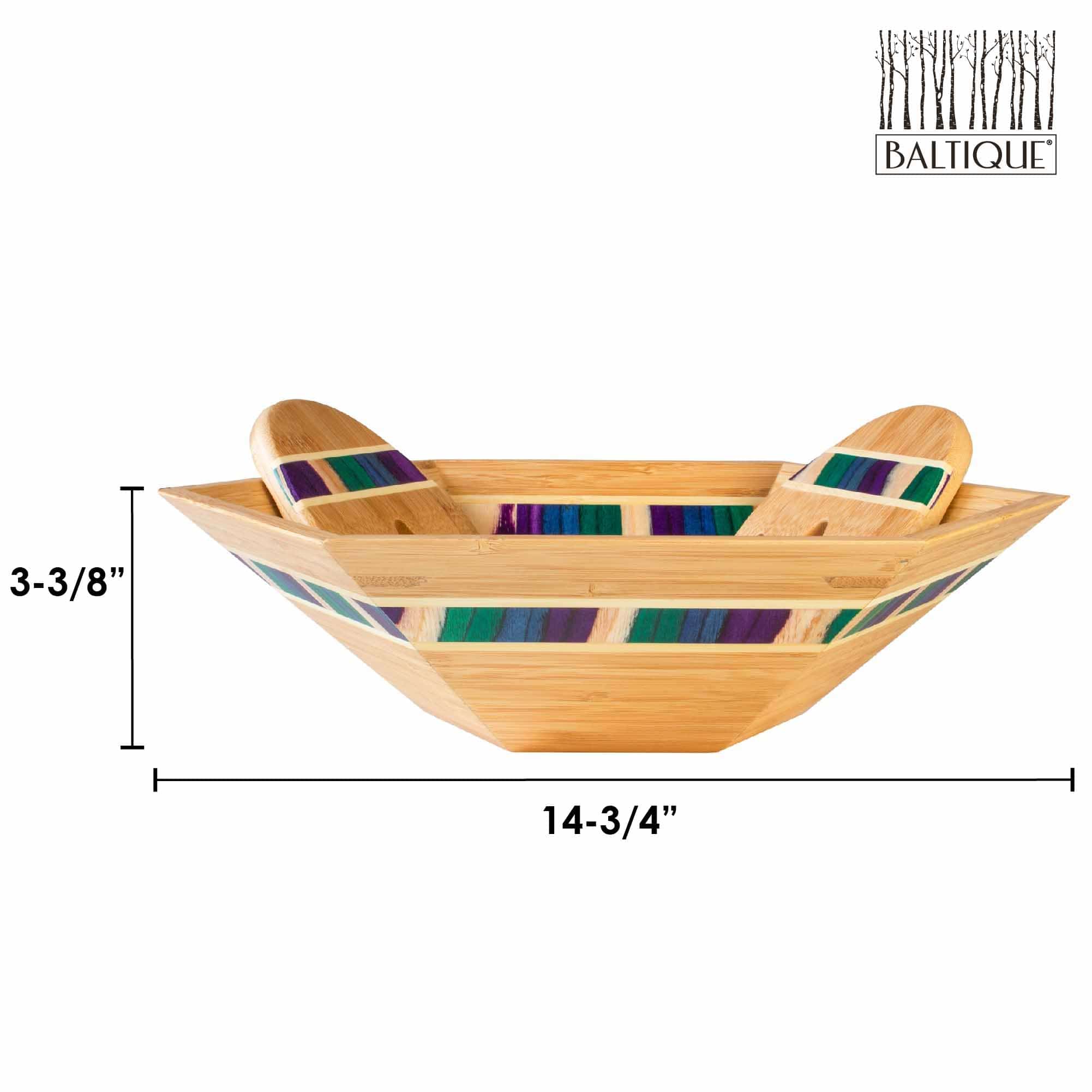 Baltique® Mumbai Collection Salad Bowl & Serving Set - Premium Acacia Wood Salad Bowl with Tongs - Perfect for Entertaining, Family Dinners & Healthy Meal Prep