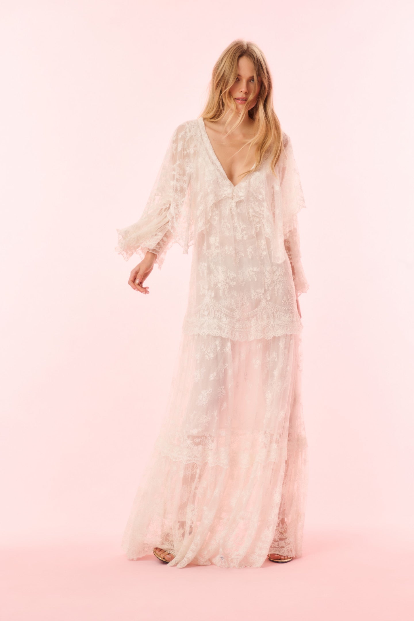 Roylan Lace Mesh Maxi Dress - Elegant Long Sleeve Floral Embroidery Evening Gown for Women | Perfect for Weddings, Parties & Special Occasions