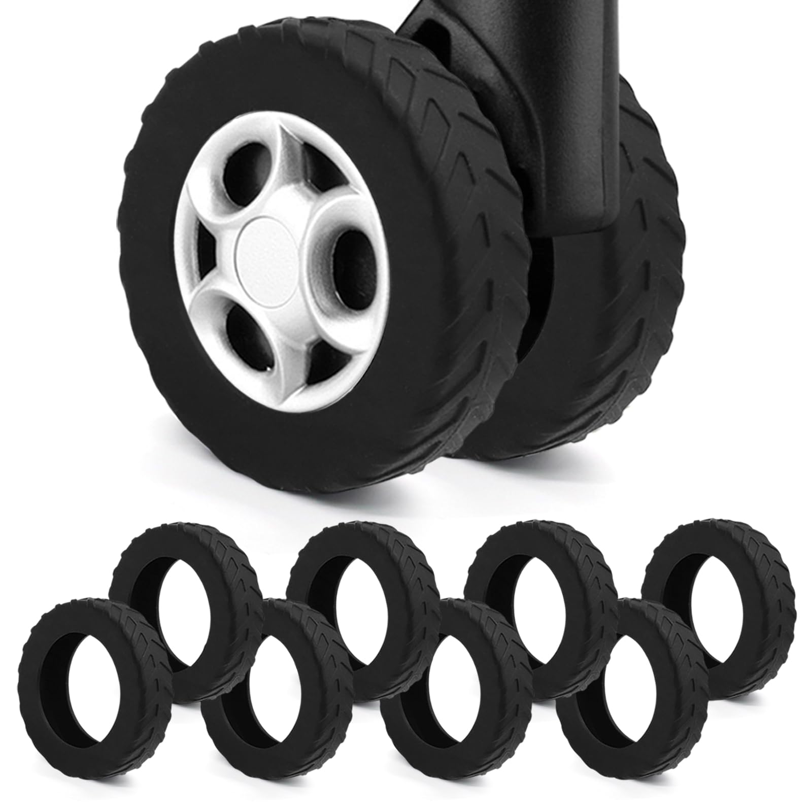 8Pcs Silicone Luggage Wheel Covers for 2-2.4'' Spinner Wheels - Travel Essentials for Carry-On Protection
