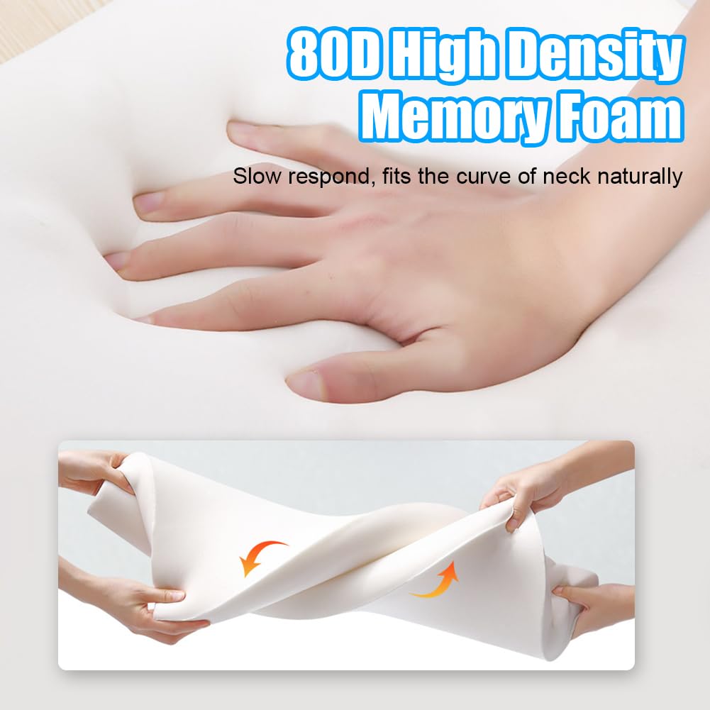 Ultra Thin 6CM Contour Memory Foam Pillow for Stomach & Back Sleepers - Slim Low Profile Bed Pillow with Neck Support & Washable Cover - Perfect for Side Sleeping, Travel & Home Use