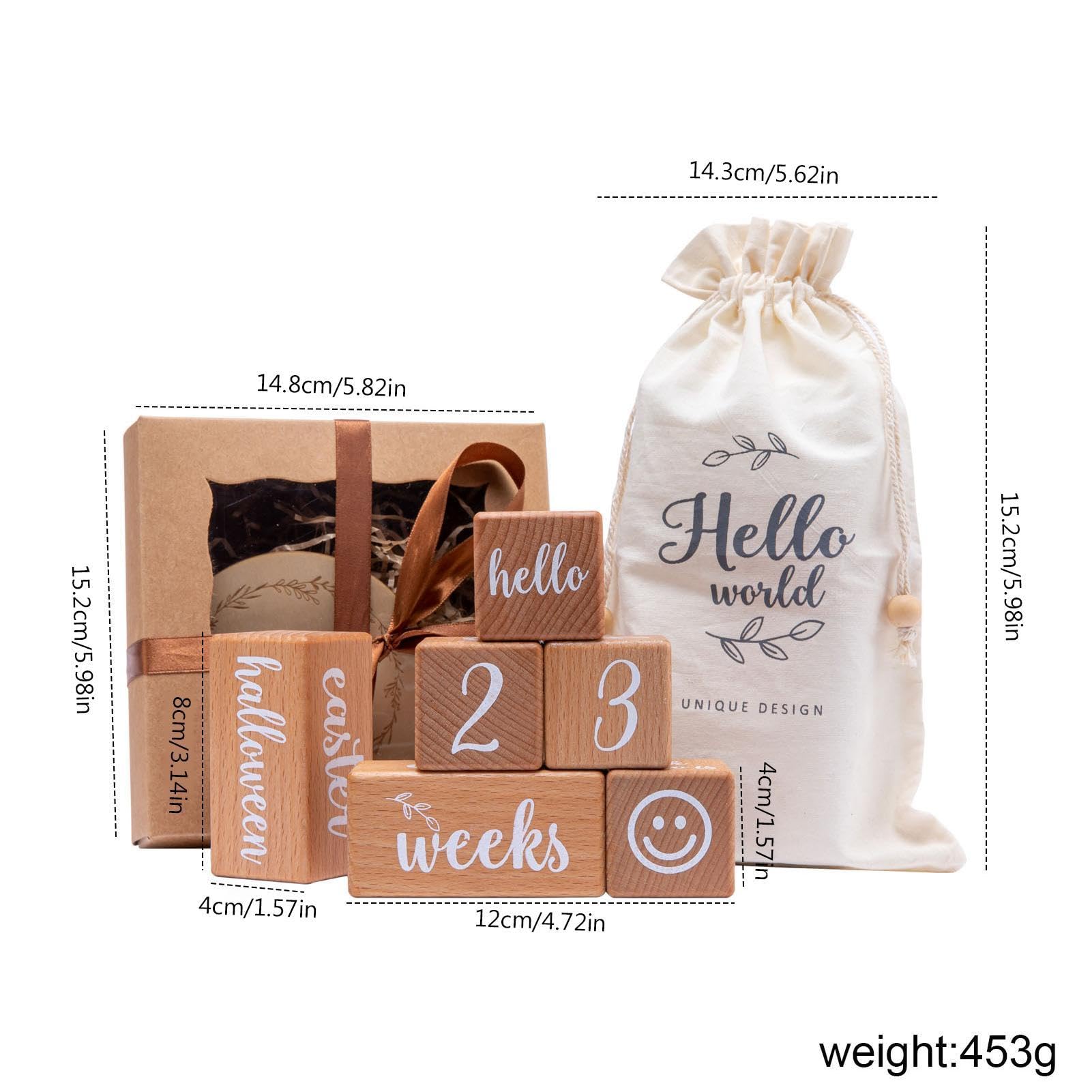 Baby Milestone Blocks Set - Wooden Growth Record Cards for Boys & Girls - Digital Age Milestones for Baby's First Year - Perfect for Birthdays, Photo Props, and Nursery Decor