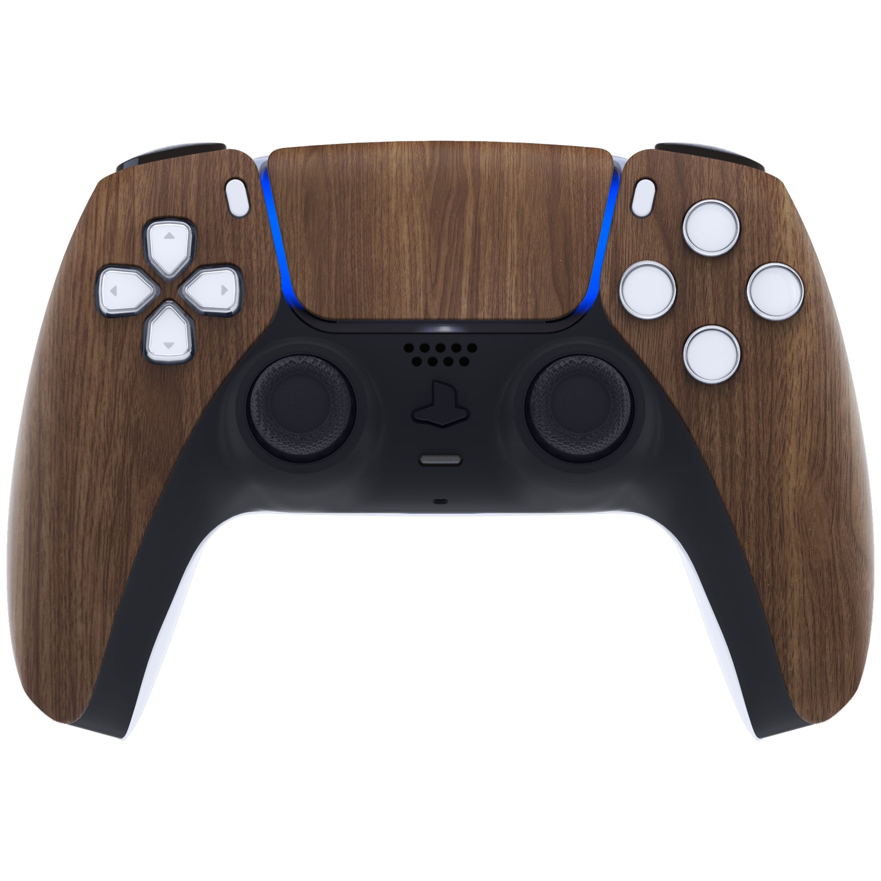 eXtremeRate Wood Grain Front Housing Shell Replacement for PS5 Controller BDM-010/020/030/040/050 - Compatible with Touchpad - DIY Customization for Gaming Enthusiasts - Perfect for Controller Modding and Personalization