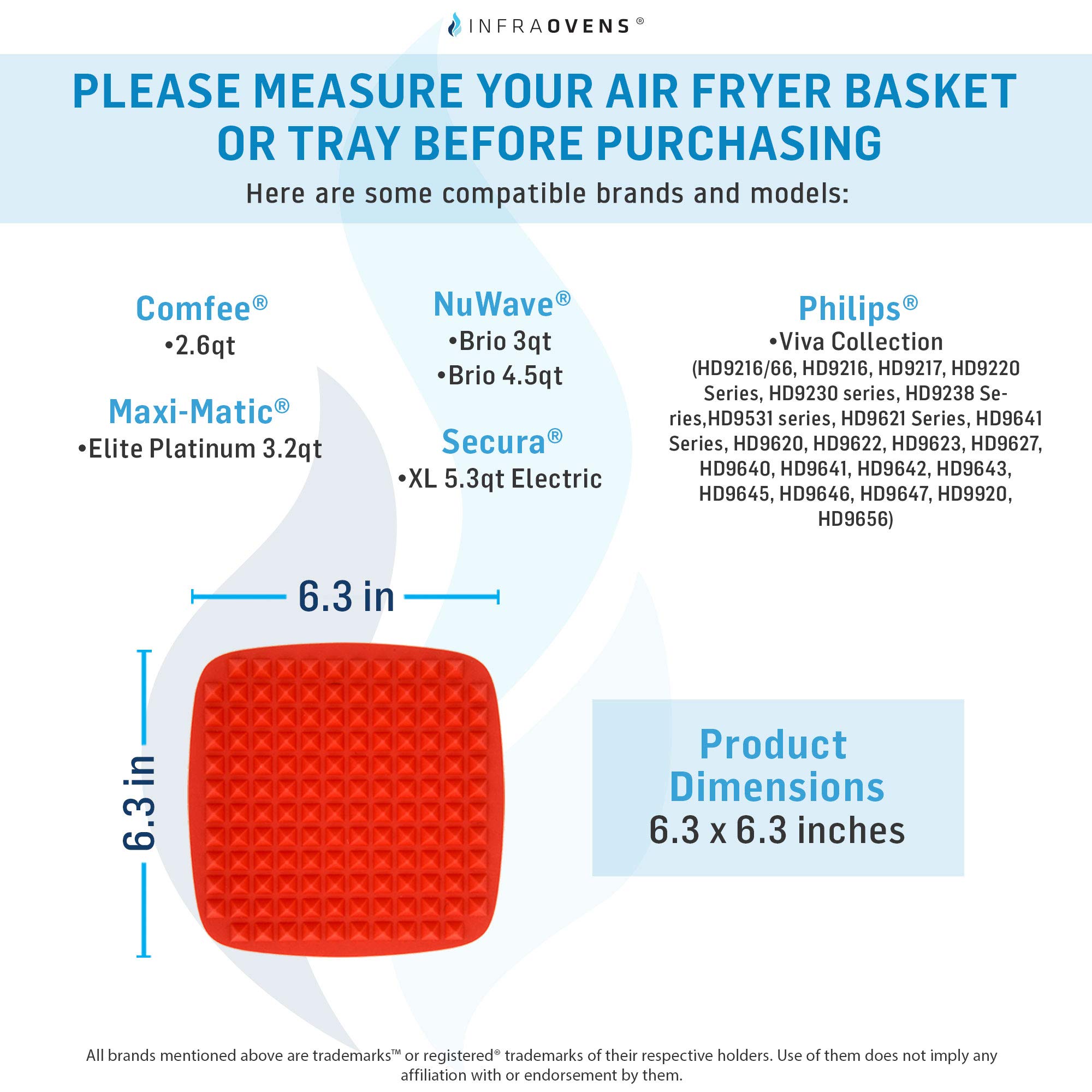 Air Fryer Accessories Bundle - 3-Piece Non-Stick Cooking Mats Set Compatible with Philips, Nuwave, Secura, Maxi-Matic & More | Perfect for Roasting, Baking, Grilling Healthy Meals | Dishwasher Safe & Reusable