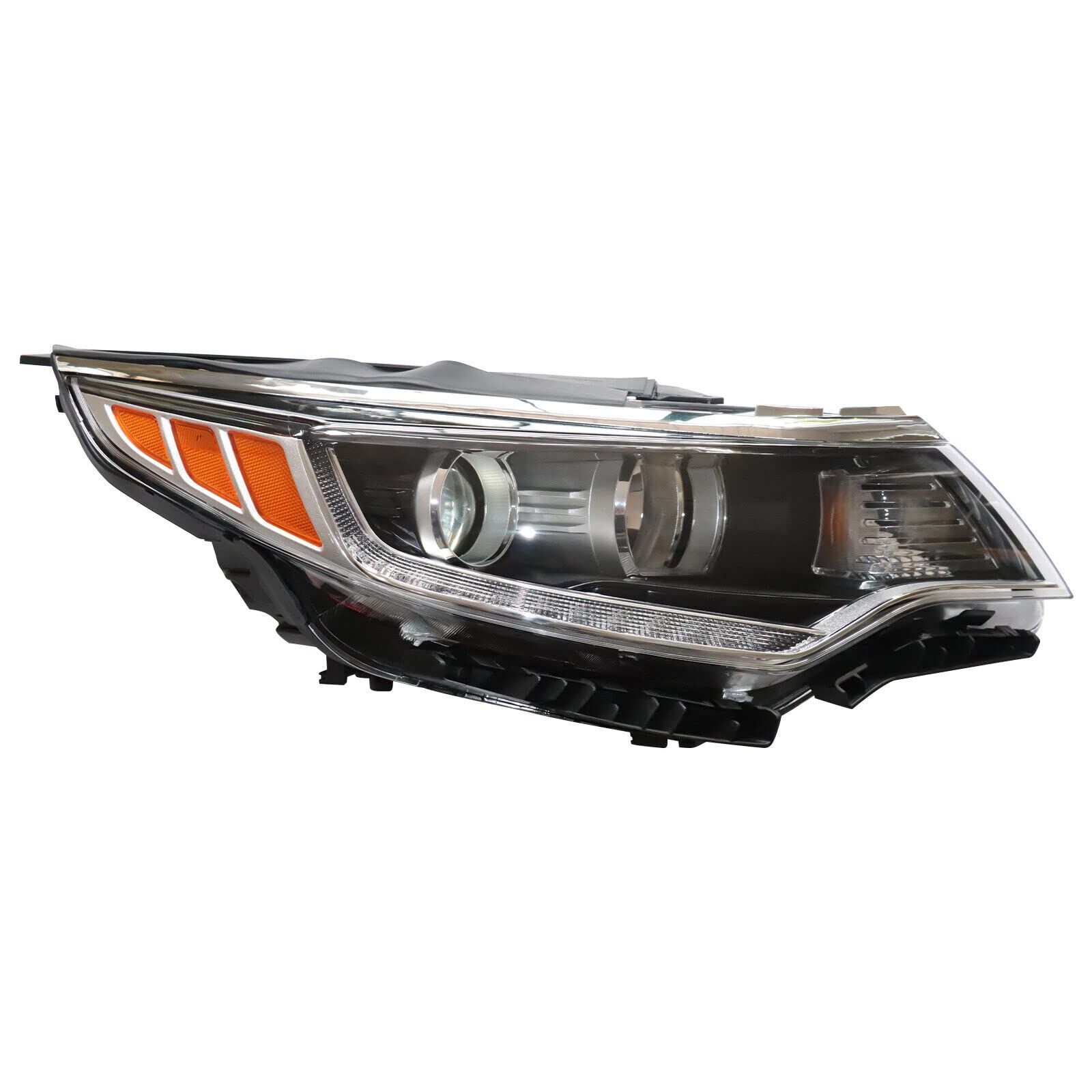2016-2018 Kia Optima Passenger Side Headlight Assembly - Clear/Yellow Lens LED Halogen Headlamp with Black Housing | Replacement for Right Side Headlights | Perfect for Night Driving & Auto Repair