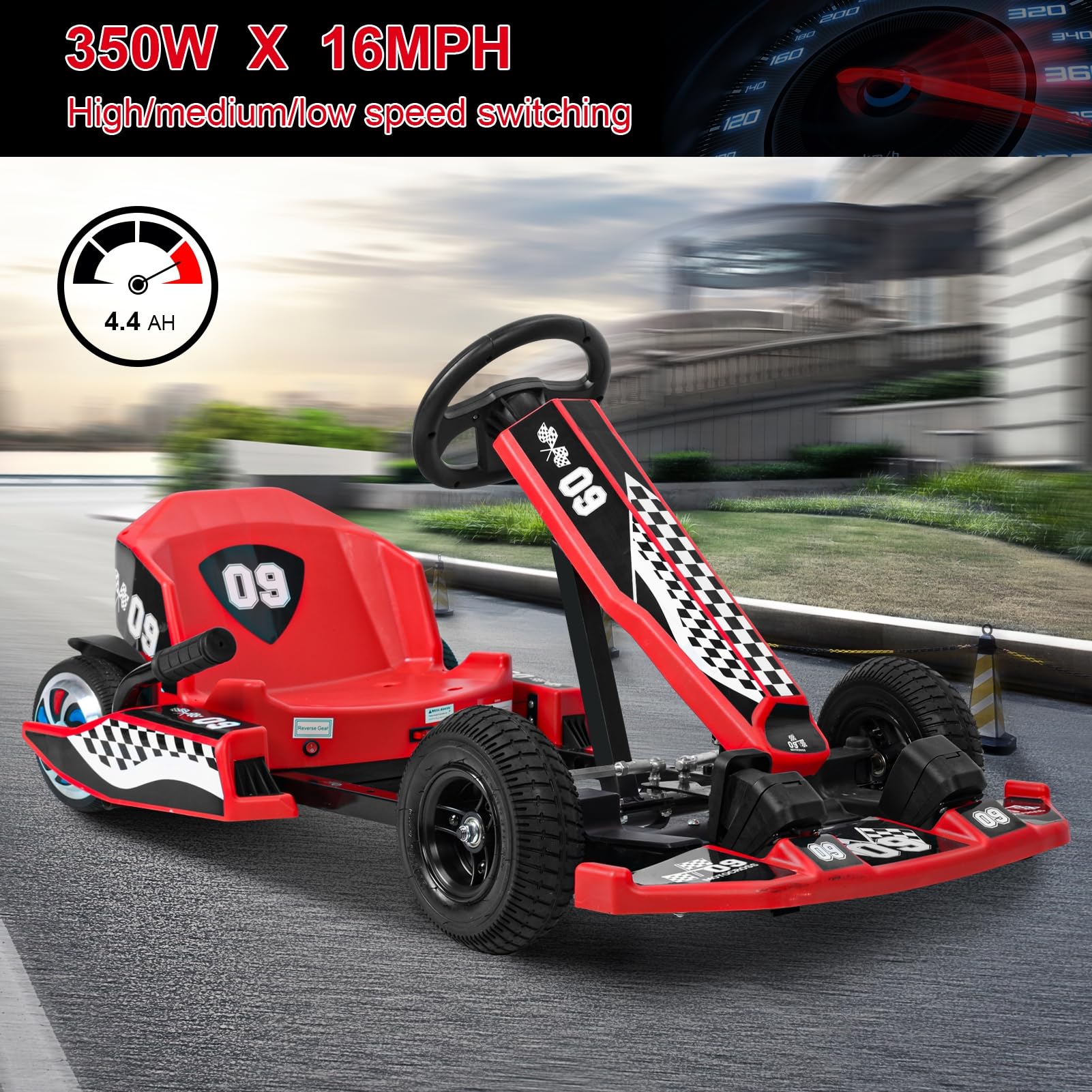 36V Kids Electric Go Kart - Portable Drift Kart for Ages 6-12 with Speed Switch | 187 lbs Weight Capacity | Birthday & Christmas Gift | Perfect for Backyard Racing, Driveway Fun, and Outdoor Play (Red)