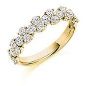 1.20ct Diamond Cluster Eternity Band Ring - Half Eternity Wedding Band for Women, Perfect for Anniversary, Engagement, and Special Occasions