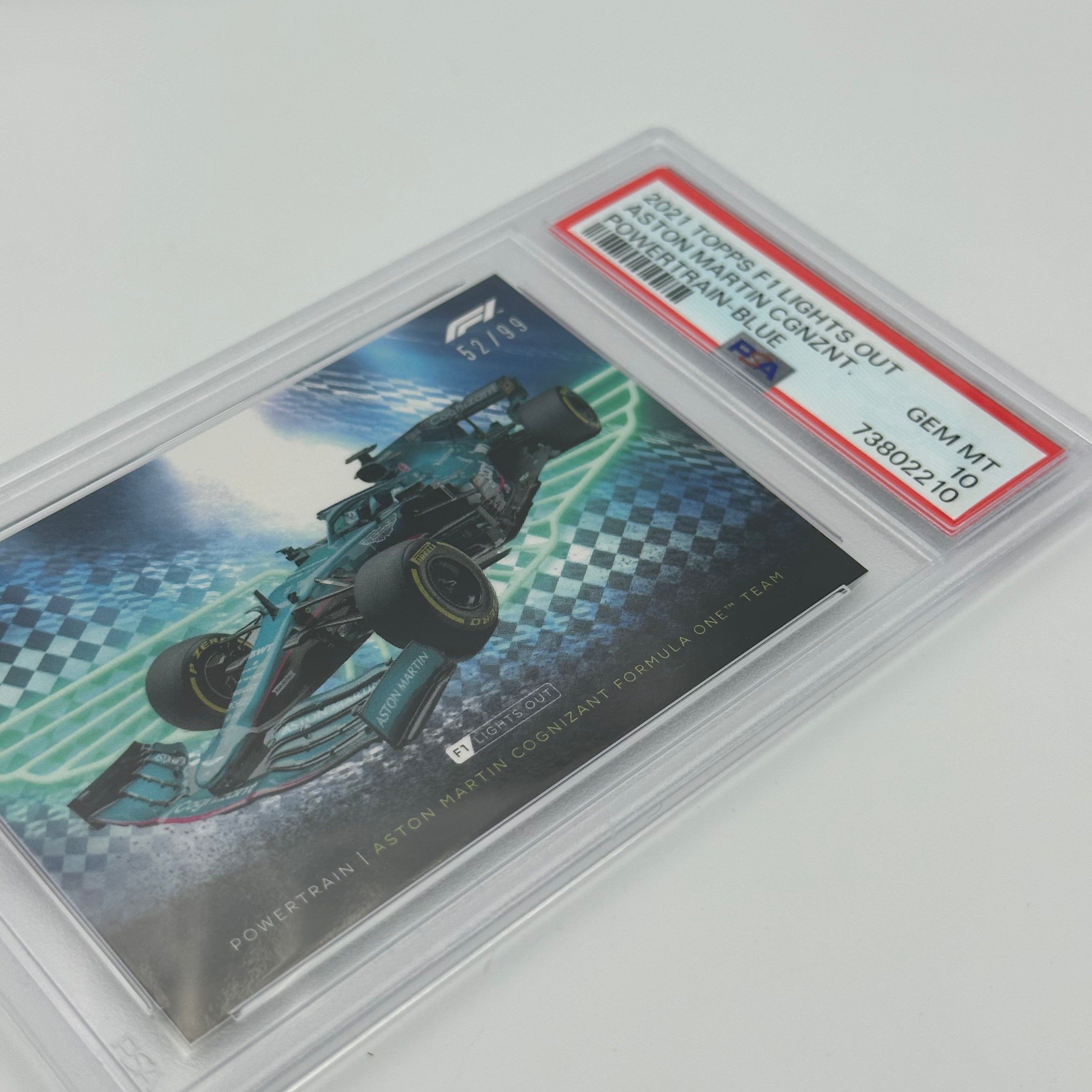 PSA 10 52/99 Aston Martin Cognizant F1 Team Powertrain Blue - Limited Edition Formula 1 Collectible Card for Racing Fans & Memorabilia Enthusiasts