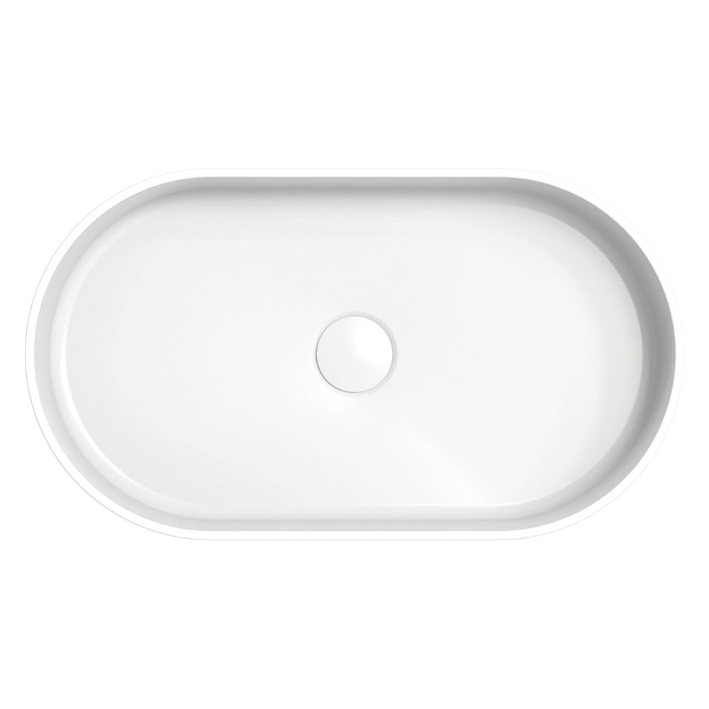 Fienza CSB804 Minka Pill Solid Surface Above Counter Bathroom Sink, Matte White - Modern Vanity Basin for Contemporary Bathrooms & Powder Rooms
