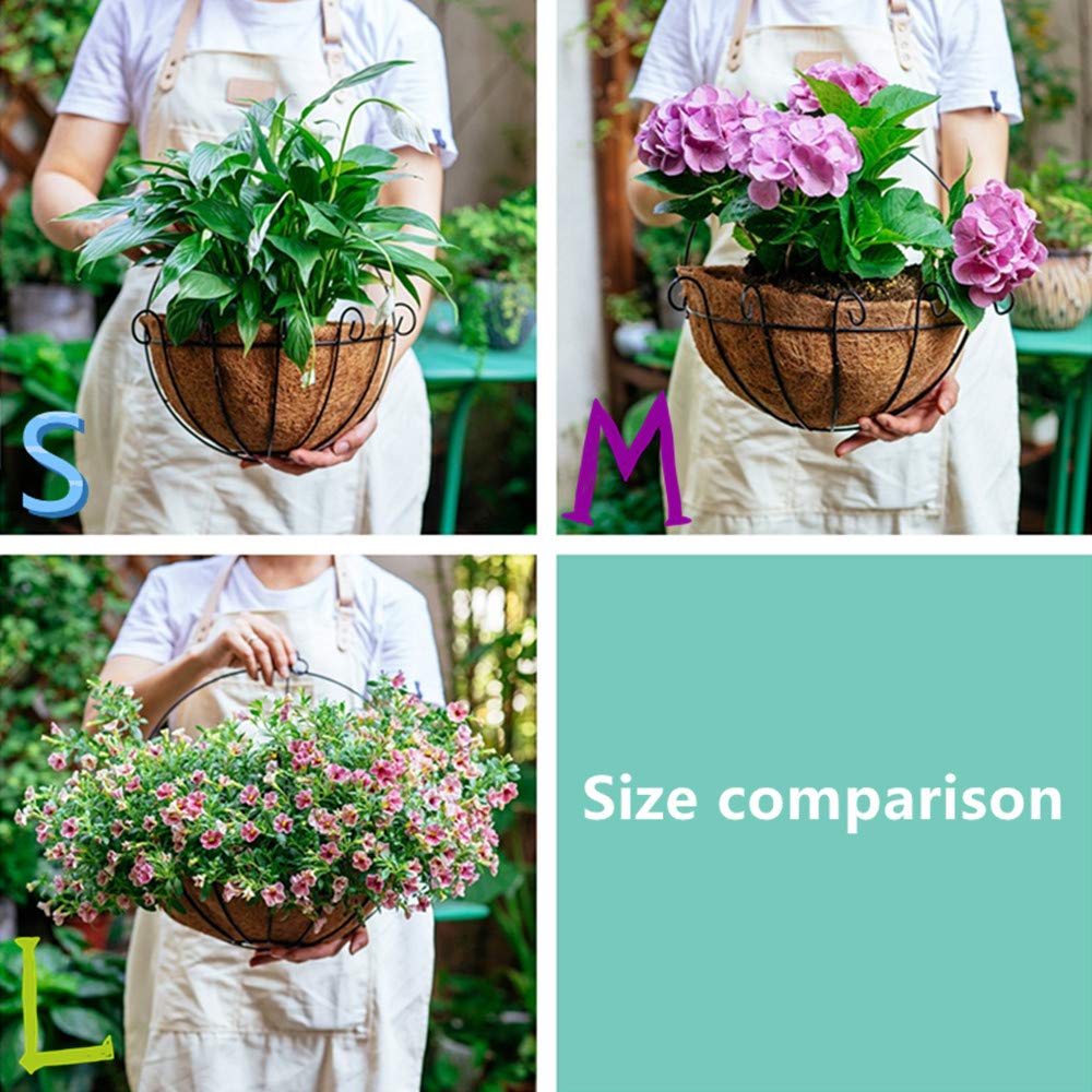 4 Pcs Wall Mount Planter Set - 12 Inch Hanging Flower Pots for Outdoor Plants with Basket Liners - Perfect for Porch, Patio, Backyard, Wedding Decor & Home Garden Hanging Decorations