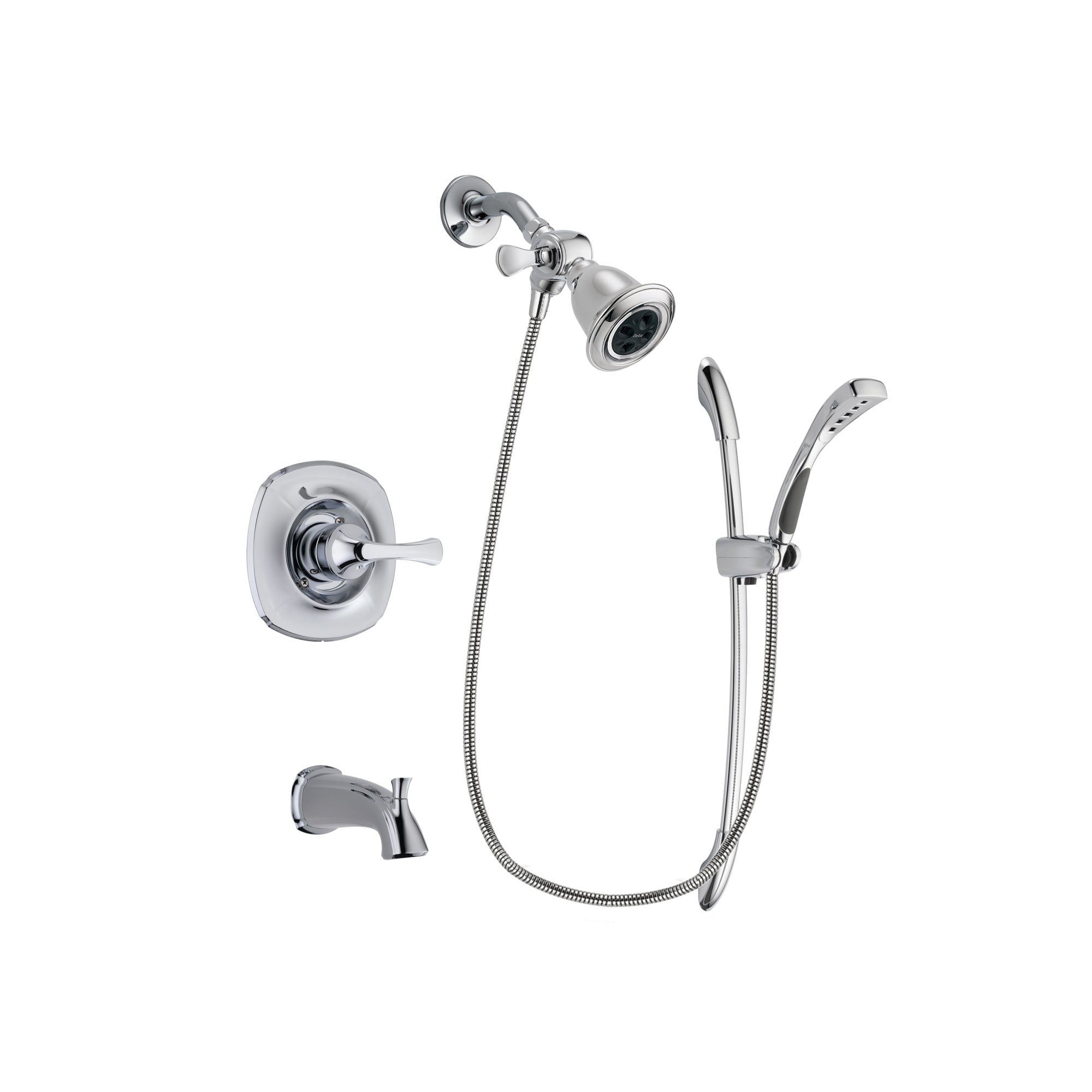 Delta Addison Chrome Finish Tub and Shower Faucet System with Water-Efficient Showerhead, Handheld Shower & Slide Bar - Includes Rough-in Valve & Tub Spout (DSP0475V) - Perfect for Bathroom Renovations & Modern Home Upgrades