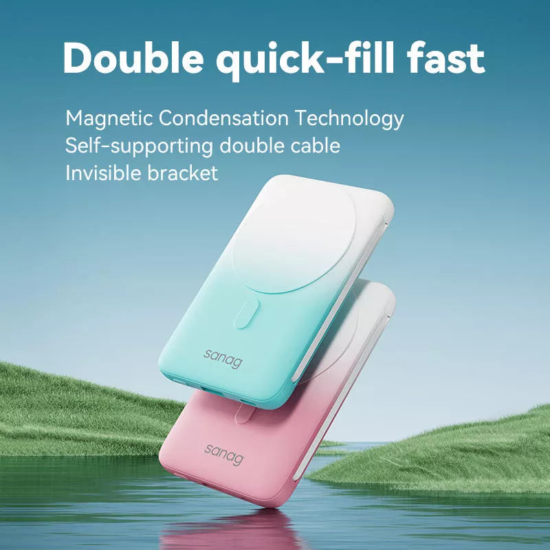 Sanag K60 Magnetic Wireless Fast Charging Power Bank 10000mAh - Portable Battery Pack for iPhone 15/14/13/12, Samsung Galaxy, AirPods | Perfect for Travel, Camping & Emergency Charging