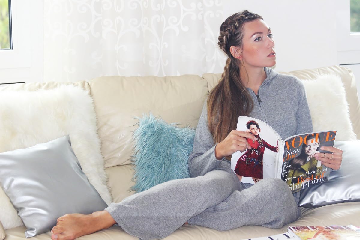 Premium 100% Cashmere Lounge Pants for Women - Ultra Soft Hand-Knitted with Adjustable Drawstring Waist & Side Pockets | Cozy Home Wear, Winter Loungewear & Yoga Pants