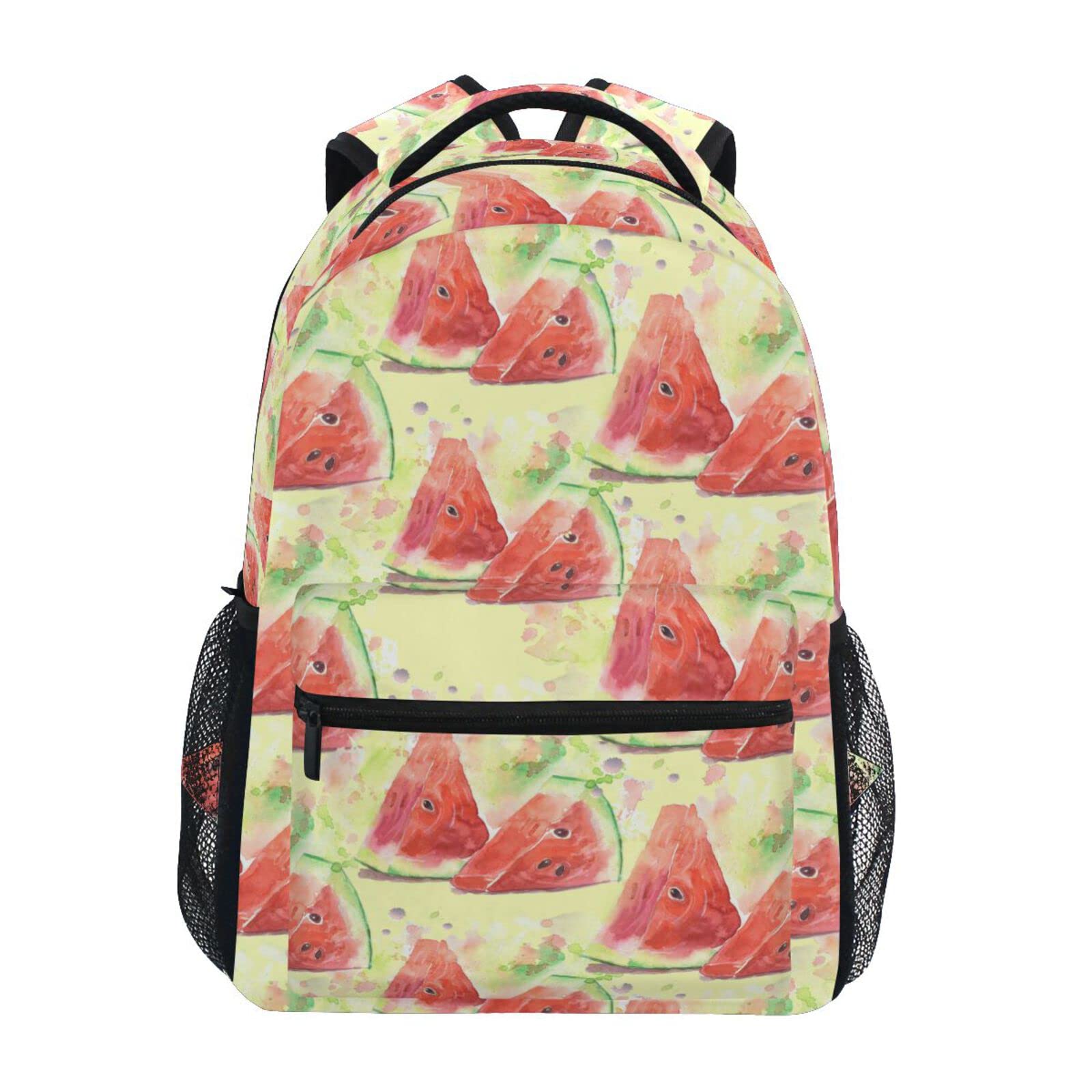 JIPONI Summer Watermelon Watercolor Backpack for Women & Men - Lightweight School Backpack, College Bookbag, Travel Laptop Bag, Daypack for Work, Commute & Outdoor Activities