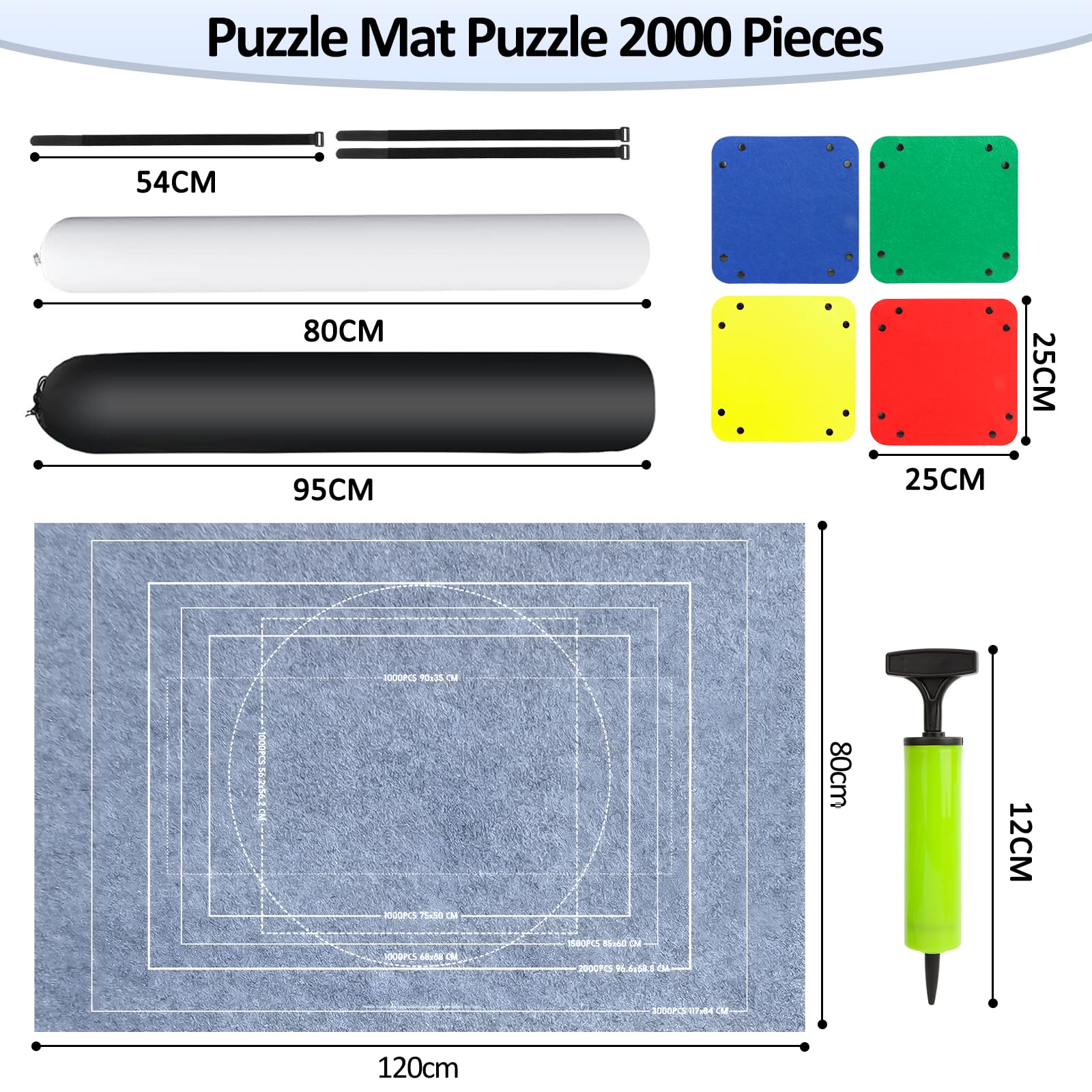 VFANDV Puzzle Mat Roll-Up Storage for 1000 1500 2000 Piece Puzzles - Portable Felt Puzzle Mat with 4 Sorting Trays for Adults & Kids - Perfect for Home, Travel, and Puzzle Organization