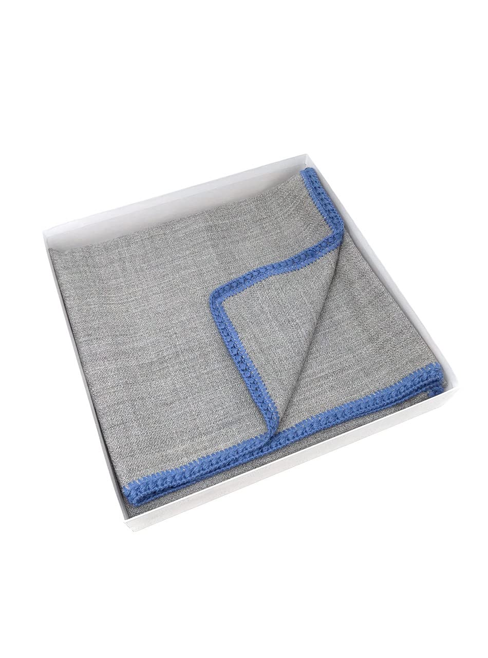 Soft Baby Alpaca Stroller Blankets for Boys & Girls - 34x36 Inch Cozy Gray/Blue Blanket - Perfect for Strollers, Car Seats & Nursery Comfort