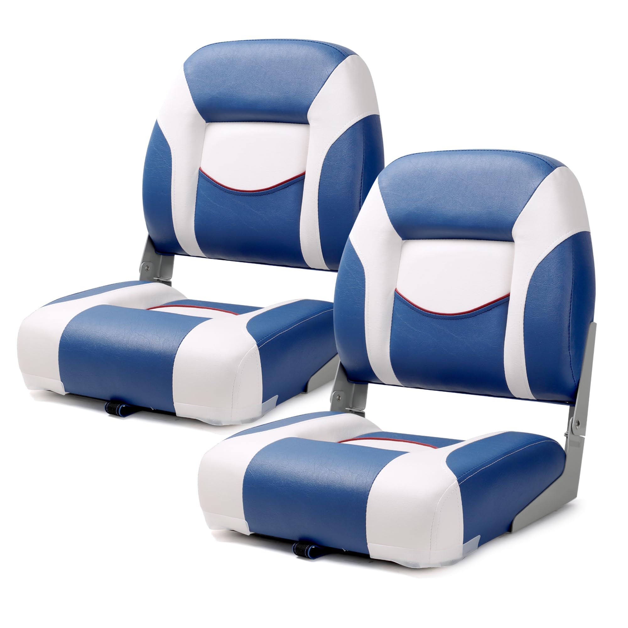 Premium Marine Folding Boat Seat - Low Back & High Back Fishing Boat Chairs with Stainless Steel Hardware | Durable & Comfortable for Boating, Fishing & Water Sports