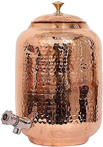 Pure Copper Drinkware Set - 5 Liter Copper Water Pot with 2 Glasses | 3-Piece Copper Water Container Set for Ayurveda & Wellness | Perfect for Home, Office & Yoga Retreats
