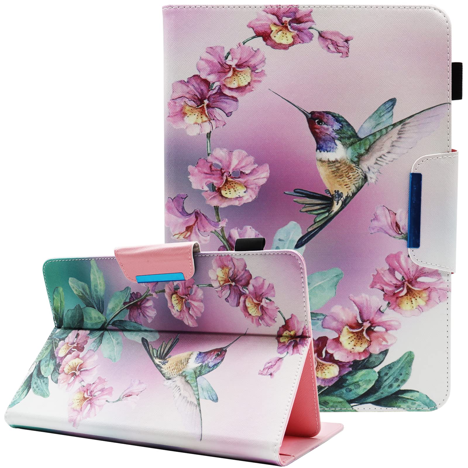 Universal 7-8 Inch Android Tablet Case with Multi-Angle Stand - Protective Cover for 7.0-8.5 Inch Tablets (Samsung, Lenovo, Huawei) - Floral Bird Design - Perfect for Work, Study & Entertainment