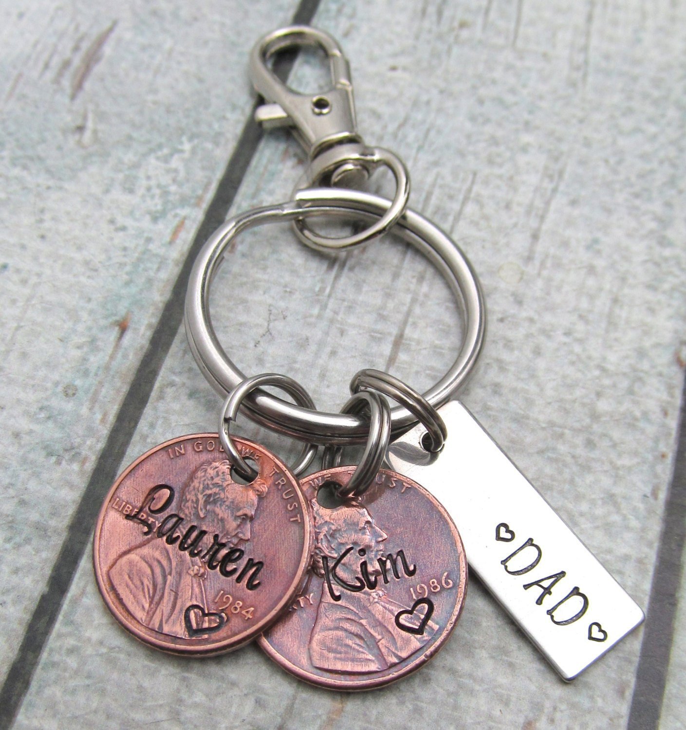 Personalized Lucky Penny Keychain for Mom or Dad - Custom Name & Birth Year Coin (1940-Present) - Perfect Gift for Birthdays, Anniversaries & Keepsakes