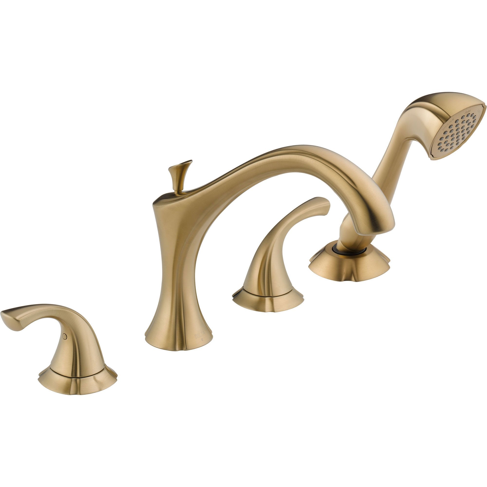 Delta Addison Champagne Bronze Roman Tub Faucet with Hand Shower Trim Kit 524982 - Luxury Bathroom Faucet for Freestanding Tubs - Perfect for Spa-Like Bathrooms and Master Suites