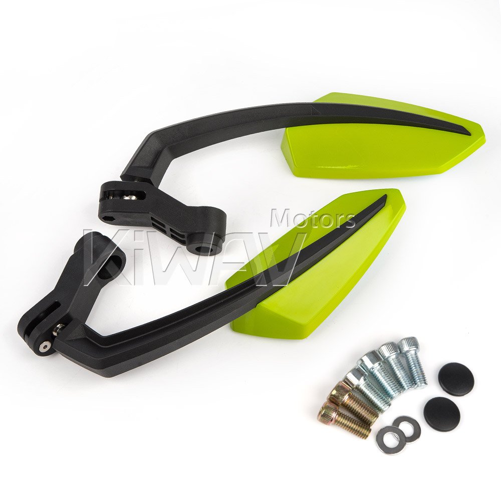 KiWAV Motorcycle Mirrors - Tulip Green with 8mm & 10mm Adapters for Harley, Honda, Yamaha - Enhanced Rear View Safety for Cruisers & Street Bikes