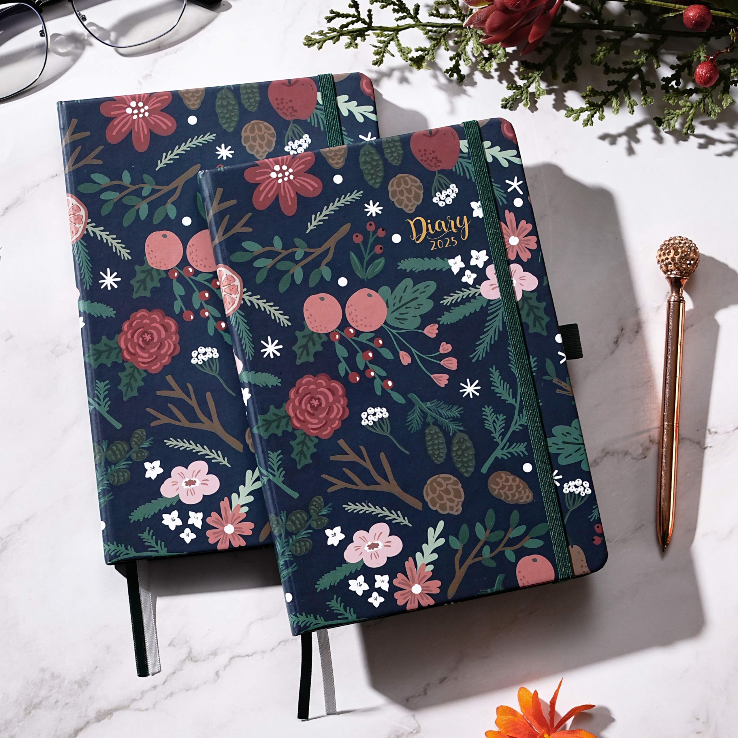 2025 A5 Planner - Weekly & Monthly View Diary for Work, Study, Notes & Mission Board | Smooth Hardcover with Elastic Closure | Perfect for Office, School & Personal Organization (A5 Size)
