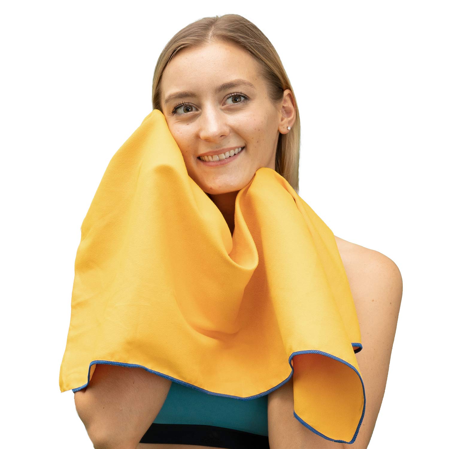 Winthome Microfiber Sports Towel - Quick Dry, Super Absorbent, Ultra Compact (90x200cm) with Carrying Pouch - Perfect for Gym, Beach, Travel, Camping, Backpacking, Yoga & Swimming - Yellow