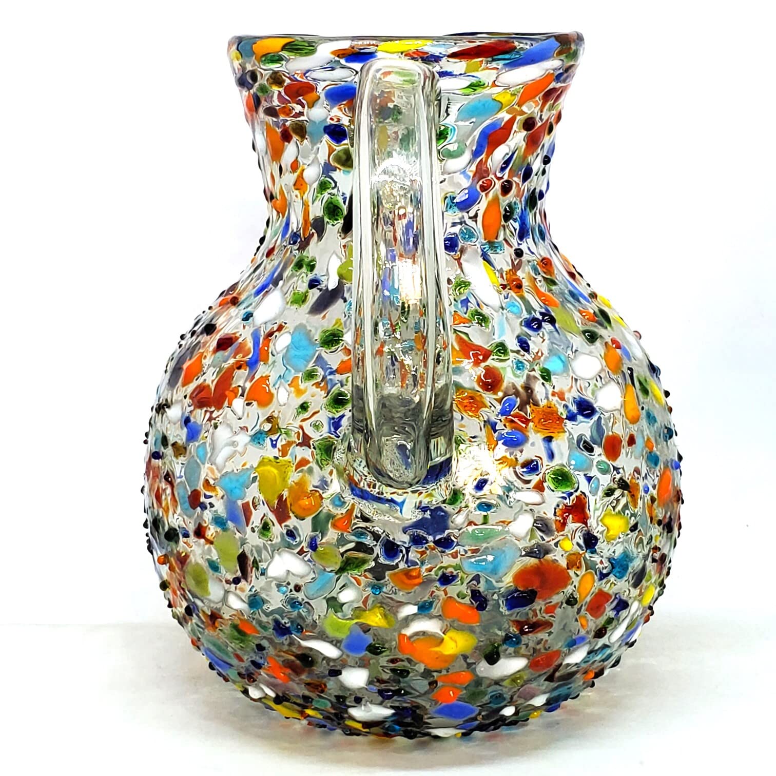 120 oz Large Confetti Rocks Bola Pitcher - Lead-Free & Toxin-Free Recycled Glass Drink Dispenser - Perfect for Parties, Weddings & Outdoor Events