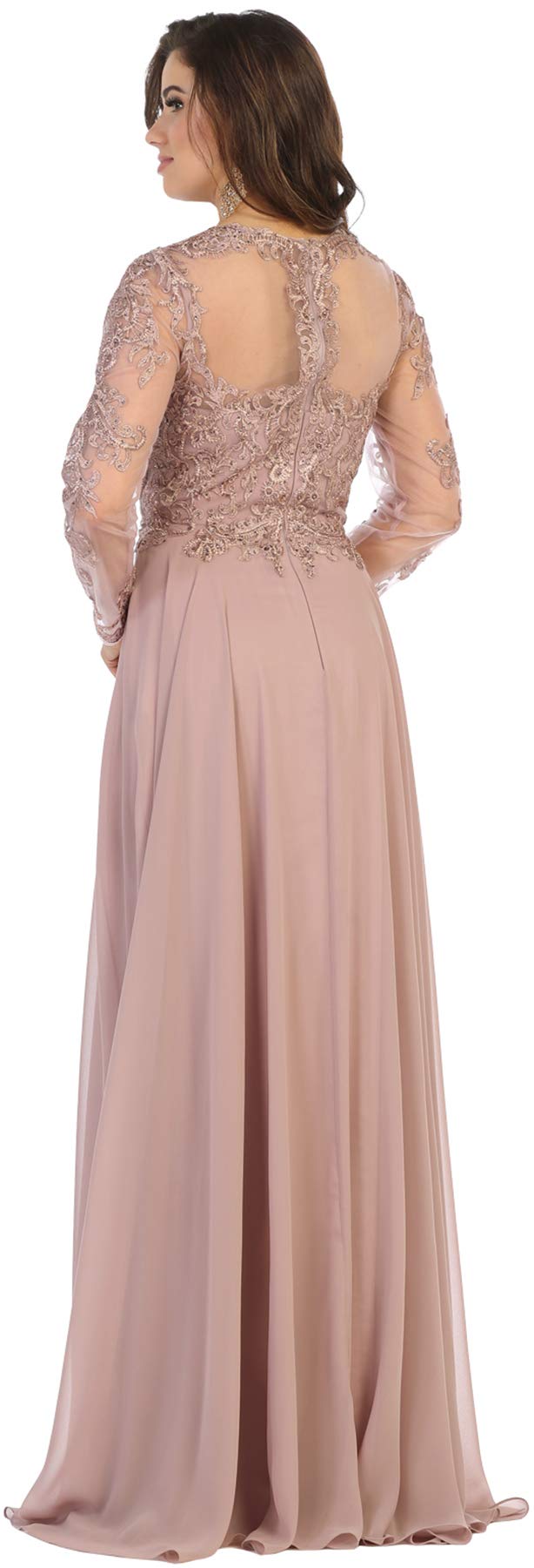 Elegant Long Sleeve Embroidered Evening Gown for Women - Formal Dresses for Prom, Wedding & Special Occasions | FDS7732