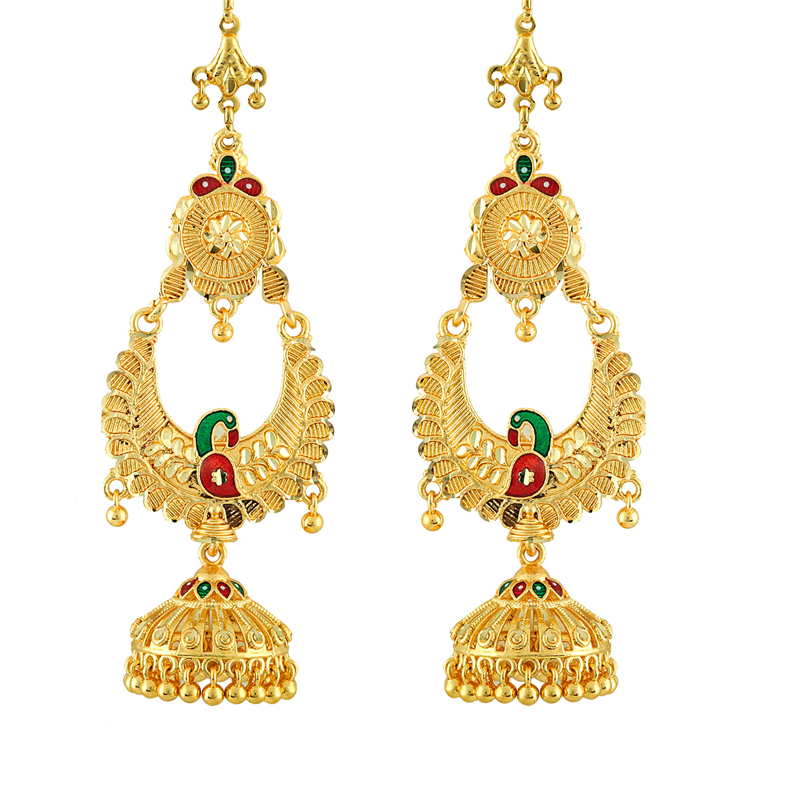 MEENAZ Copper & Yellow Gold Brass Earrings for Girls - Elegant Golden Yellow Jewelry for Women & Teens - Perfect for Parties, Weddings & Everyday Wear