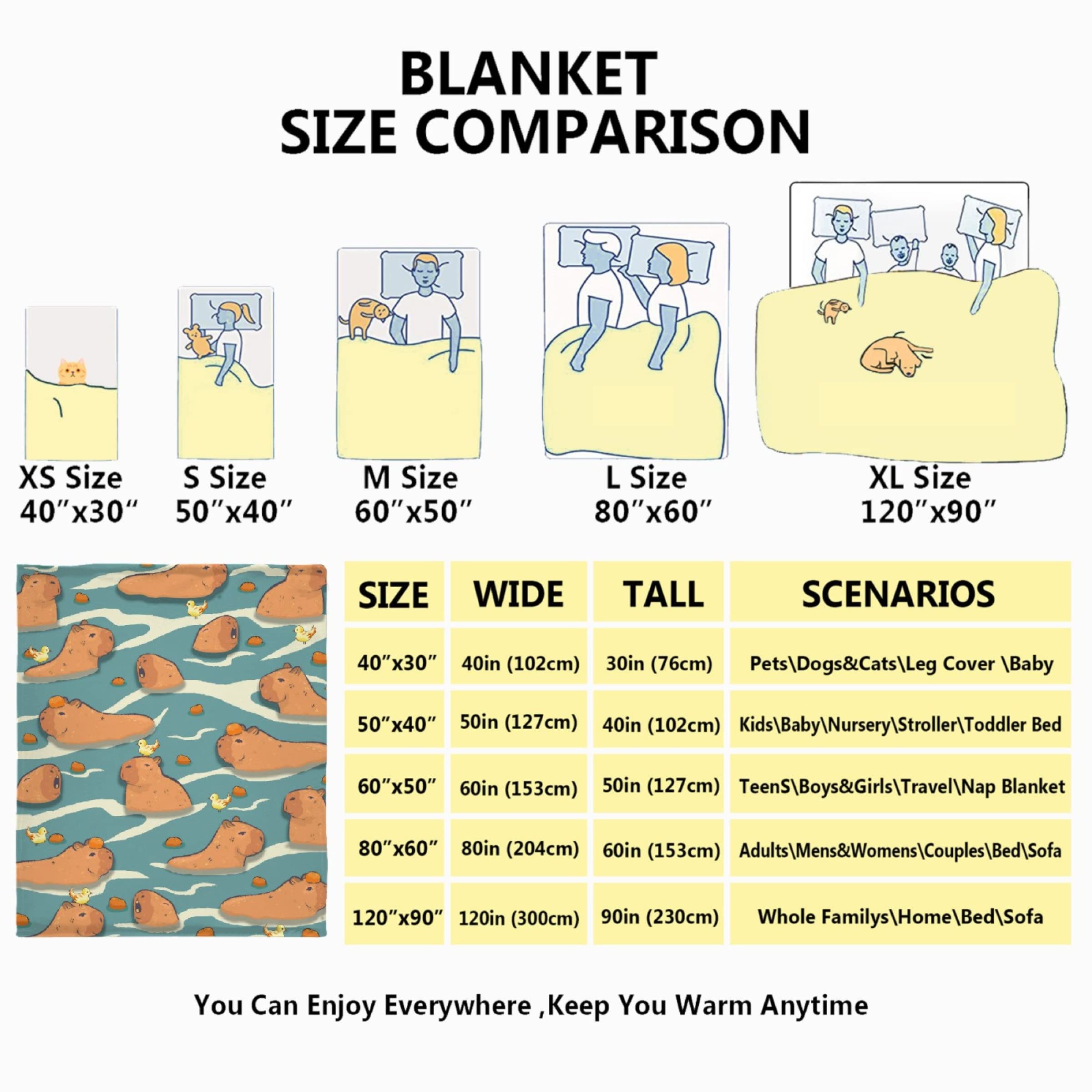 Super Soft Flannel Capybara Throw Blanket - Plush Cozy Lightweight Quilt for Couch, Bed & Sofa - 50x60 Inch All-Season Home Decor for Teens & Adults - Perfect for Lounging, Netflix Binges & Gift Giving