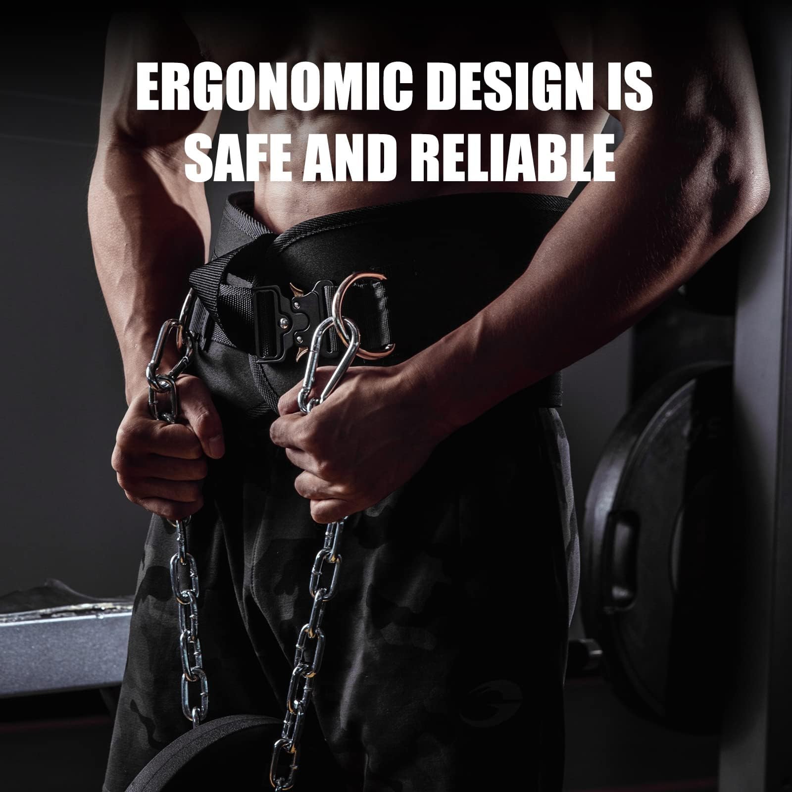 MANUEKLEAR Quick Locking Dip Belt - Heavy Duty Weightlifting Belt for Men & Women - 40 Inch Chain Powerlifting Belt for Gym & CrossFit Training