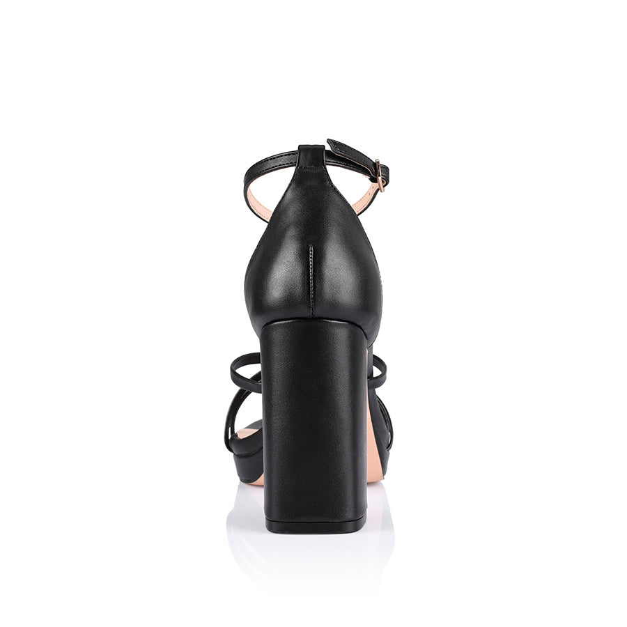 Lara Platform Sandals for Women - Black Smooth Leather Comfortable Summer Shoes | Perfect for Beach, Vacation, and Casual Outfits