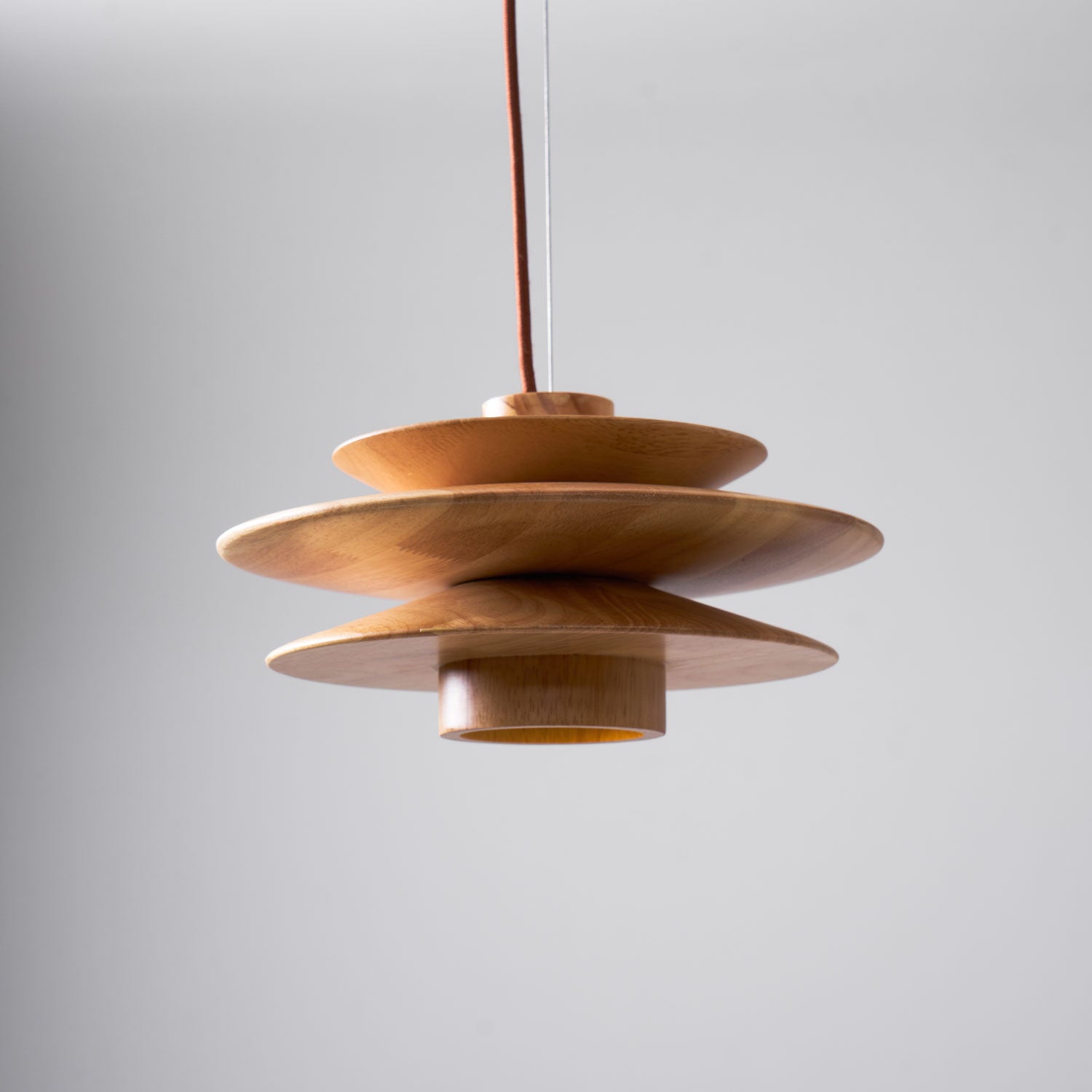 Handmade Cascade Wooden Disc Pendant Light - Natural Boho Ceiling Lamp for Living Room, Bedroom & Dining Room Decor - Perfect for Modern Farmhouse, Rustic & Scandinavian Style Homes
