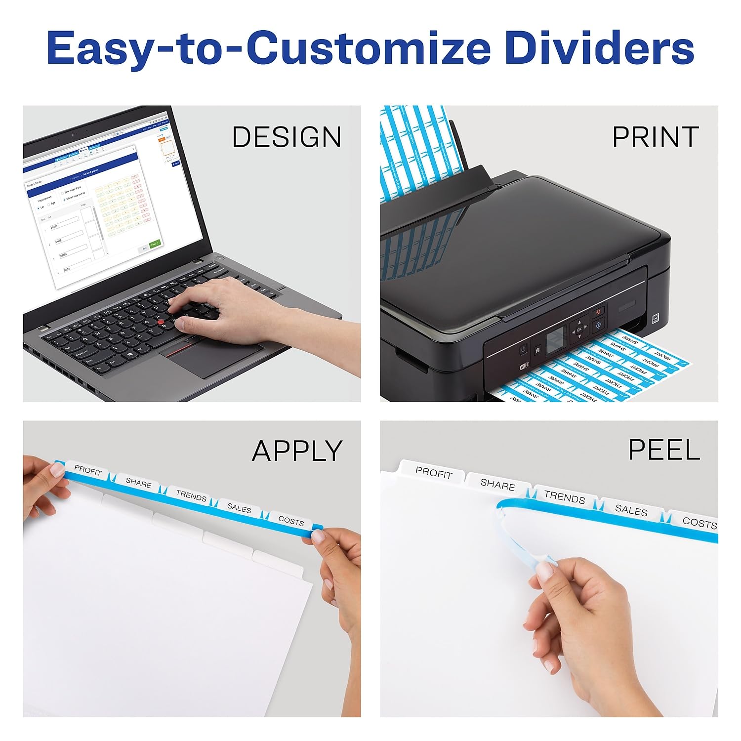Avery 11438 Index Maker Xtra-Wide Dividers, 9-1/4 x 11-1/4 Inches, White, 5 Tabs per Set – Perfect for Office Filing, School Binders, and Document Organization