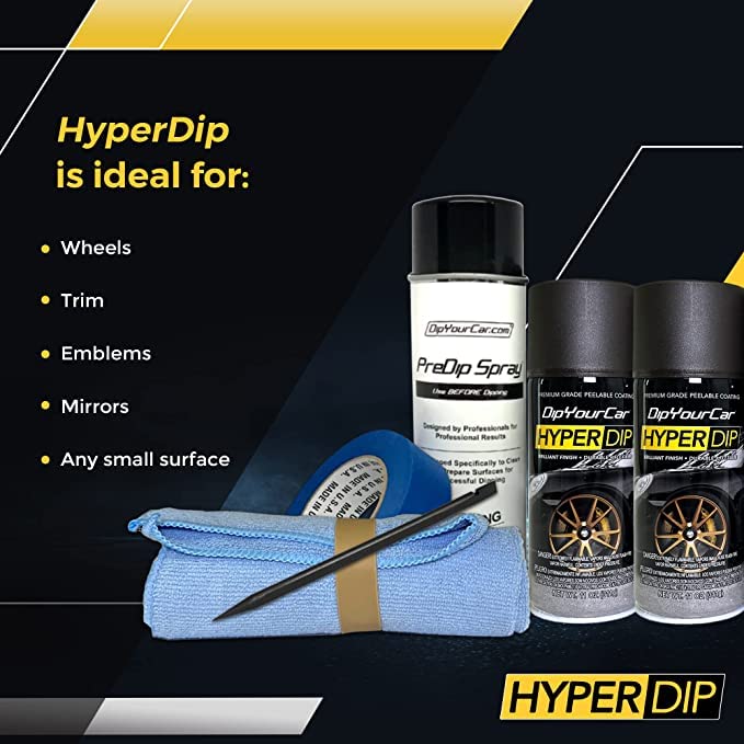 DipYourCar HyperDip Peelable Emblem Car Paint Kit - DIY Automotive Spray Paint Set with Removable Auto Paint Protection for Car Badges (Shadow Black) | Perfect for Customizing Vehicle Logos & Emblems