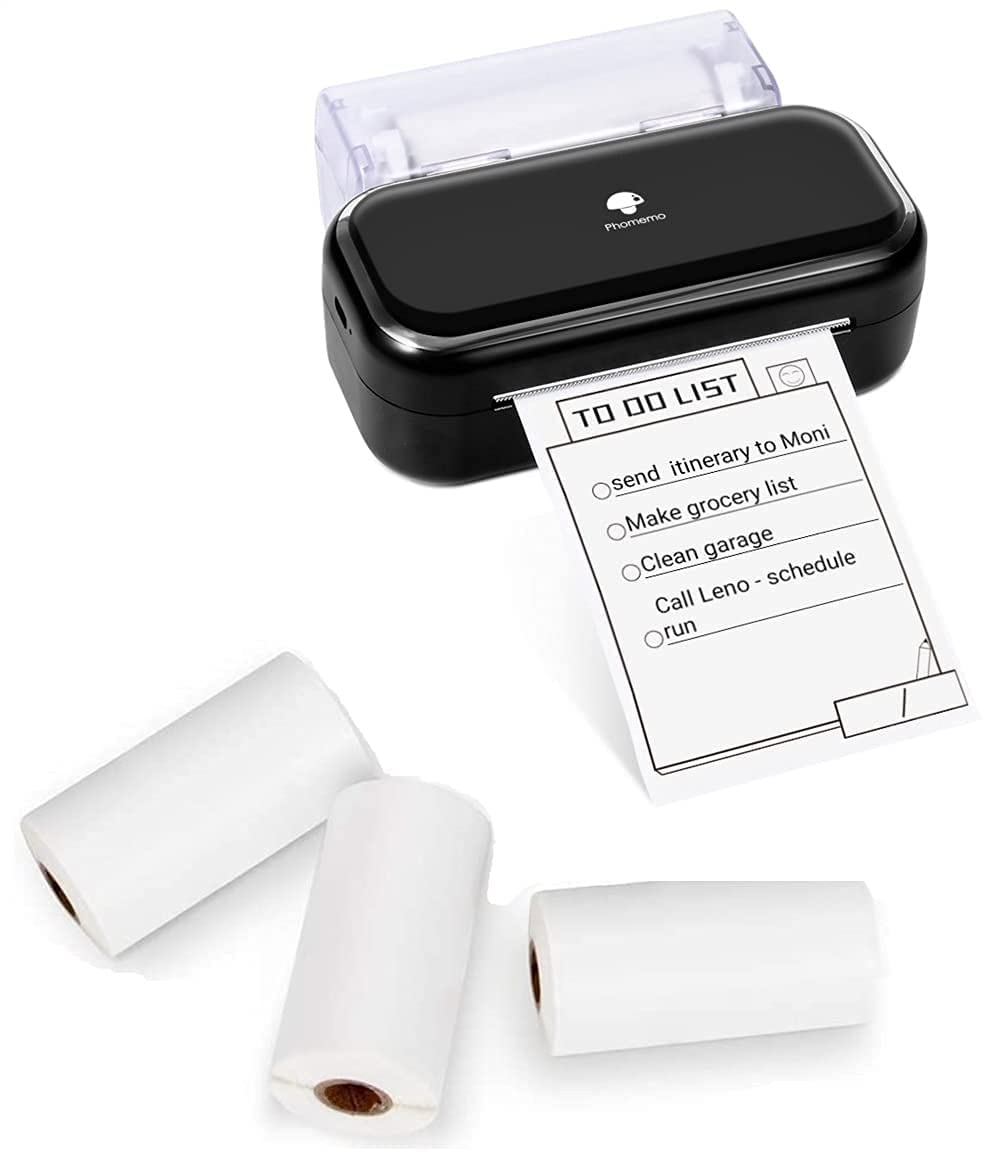 Phomemo M03 Portable Bluetooth Thermal Printer - Wireless Mobile Note Printer for iOS & Android with 3 Rolls 2