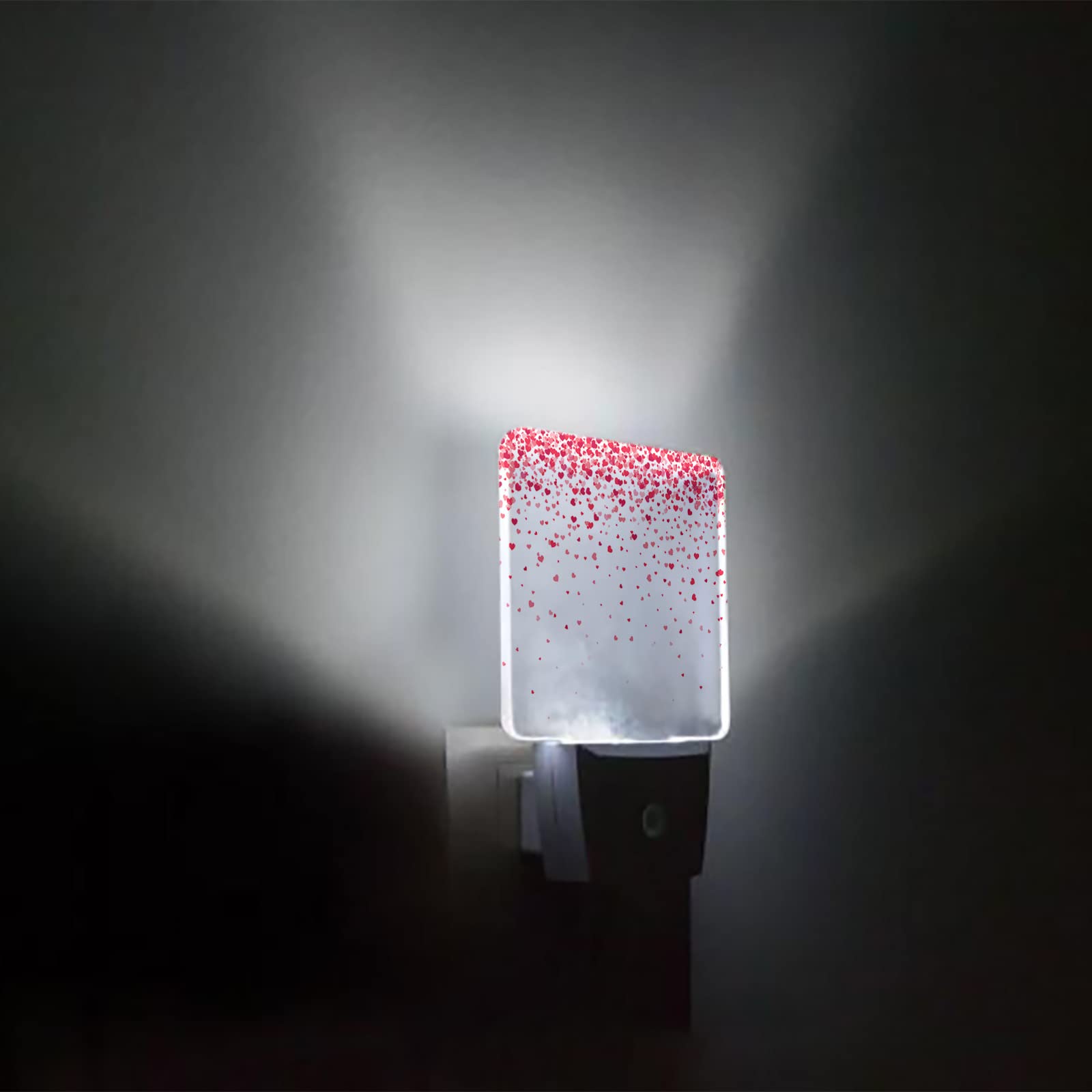 Kids Night Light Plug in Wall - LED Dusk to Dawn Sensor Nightlight with Pink Heart Falling Texture for Nursery, Bedroom, Bathroom, Hallway & Stairs | Safe Baby Room Decor for Sleep & Nighttime Comfort