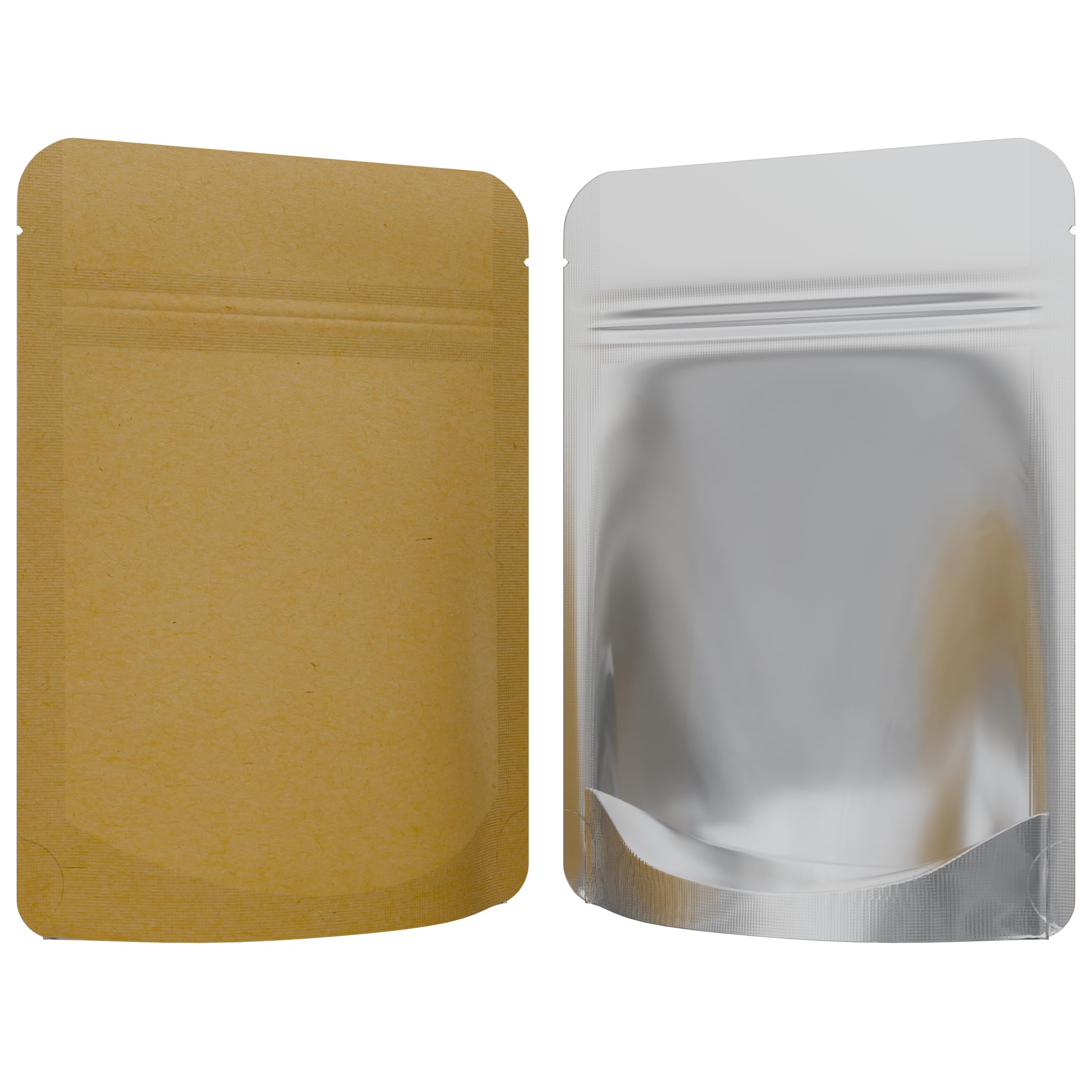 Premium Mylar Barrier Bags with Zipper & Heat Seal - 1000 Pack (Kraft/Clear, 1/8oz - 3.62