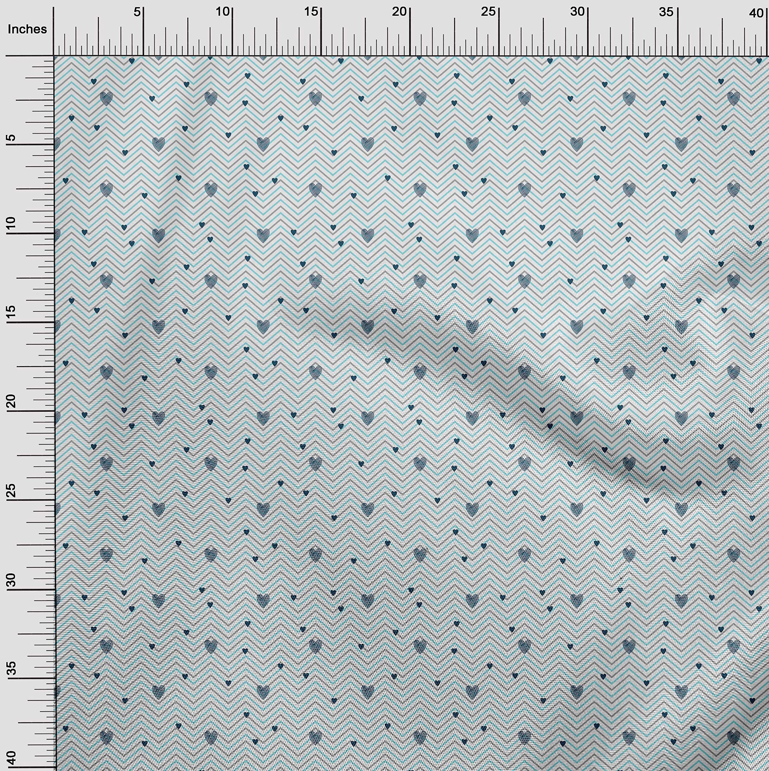 Premium Cotton Silk Blend Fabric - Blue Hearts Print, 42 Inch Wide for DIY Clothing & Sewing Projects | Perfect for Dresses, Quilts, and Home Decor