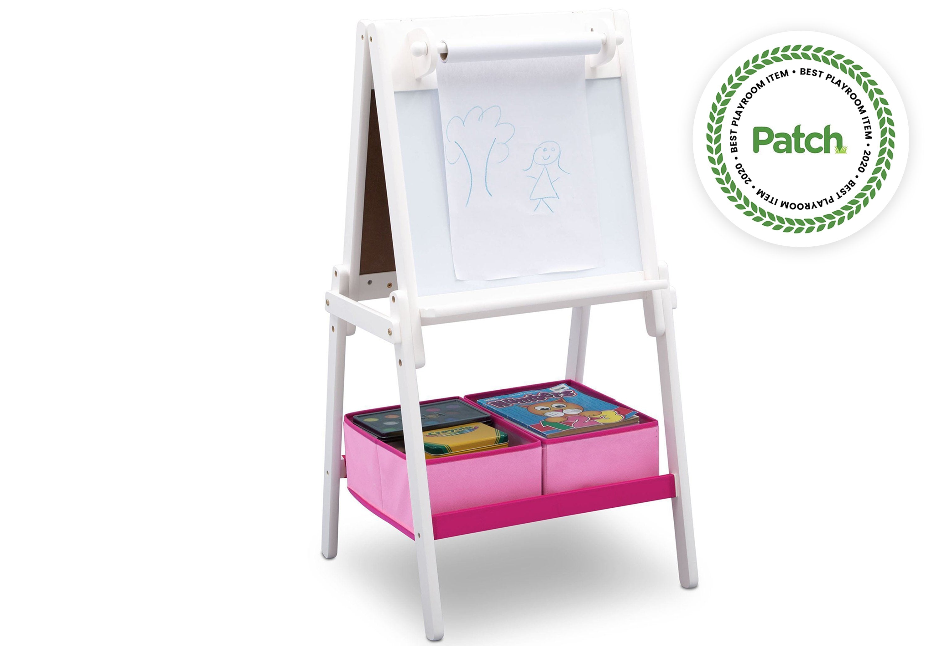 MySize Double Sided Storage Easel - Adjustable Kids Art Easel with Dry Erase & Chalkboard - Perfect for Home, Classroom & Art Studio