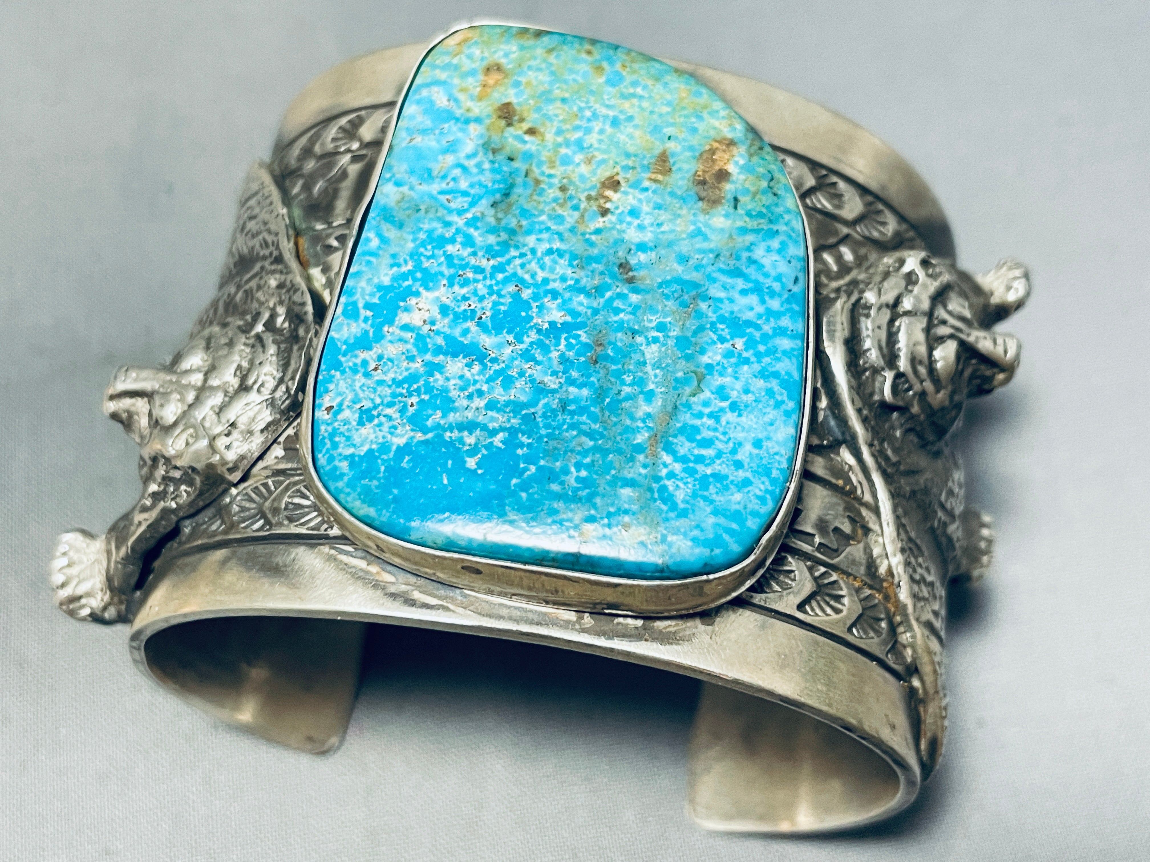 Authentic Navajo Turquoise Sterling Silver Bracelet - 180g Handmade Native American Jewelry for Women & Men - Perfect for Boho, Western & Festival Fashion