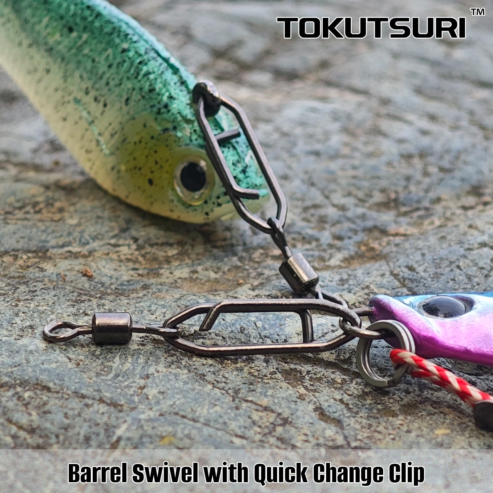 Power Fishing Clips - Quick Change Snap Swivels for Saltwater & Freshwater Fishing | Barrel Swivel Speed Clips | Topwater Snaps Fishing Tackle (Black) | Ideal for Bass, Trout & Saltwater Game Fish