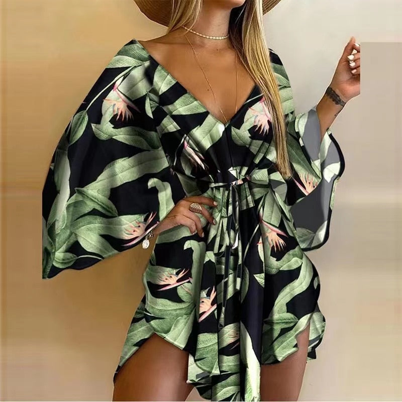 Elegant Flared Sleeve Party Dress for Women - Perfect for Cocktail Parties, Weddings & Evening Events