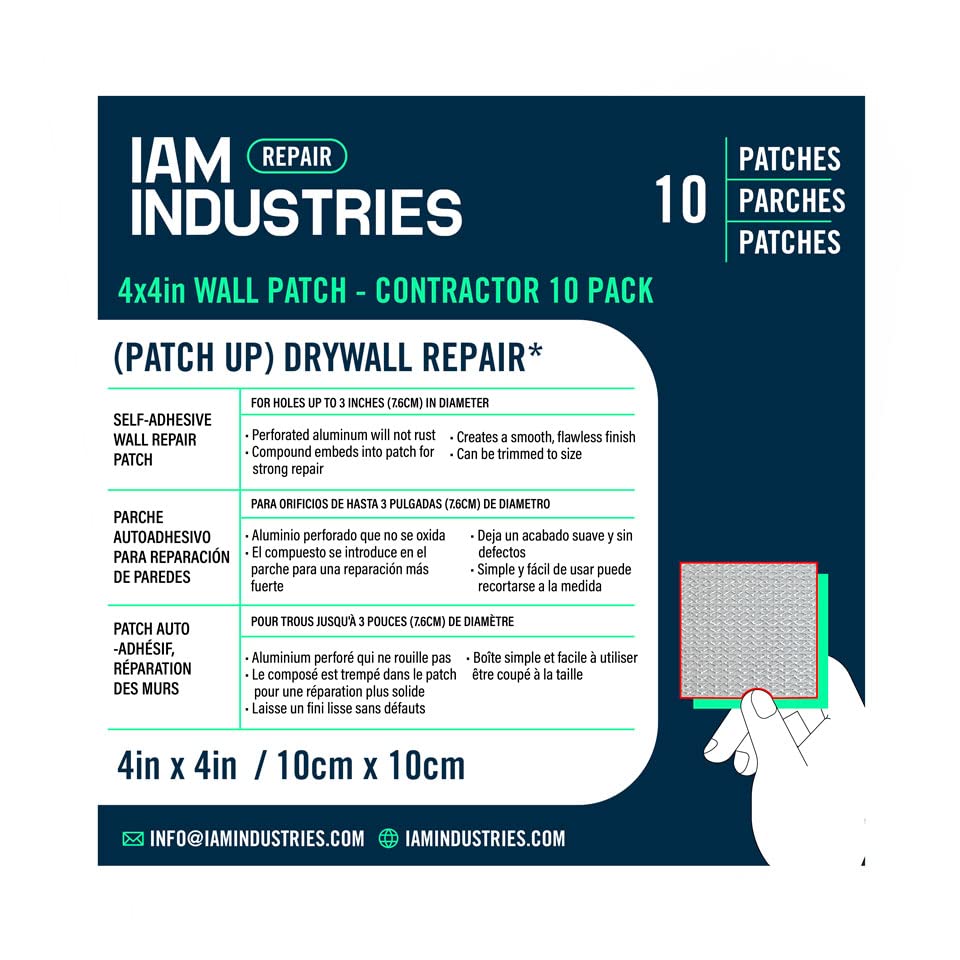 10 Pack 4x4 Inch Drywall Repair Patches - Self-Adhesive Wall Hole Fixing Kit for Home & Office - Perfect for Plaster, Sheetrock, and Drywall Damage Repair