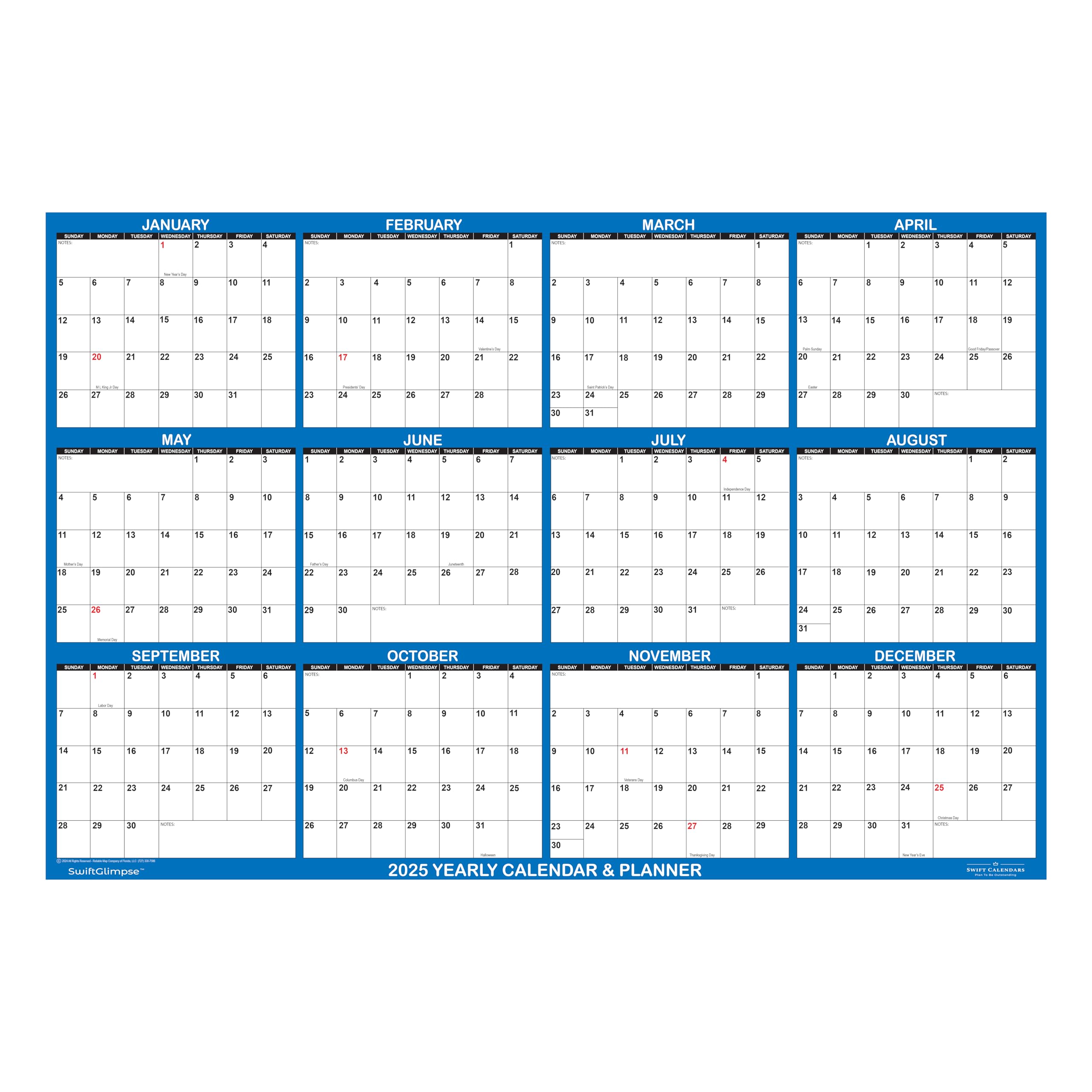2025 SwiftGlimpse 12-Month Large Wall Calendar - 24