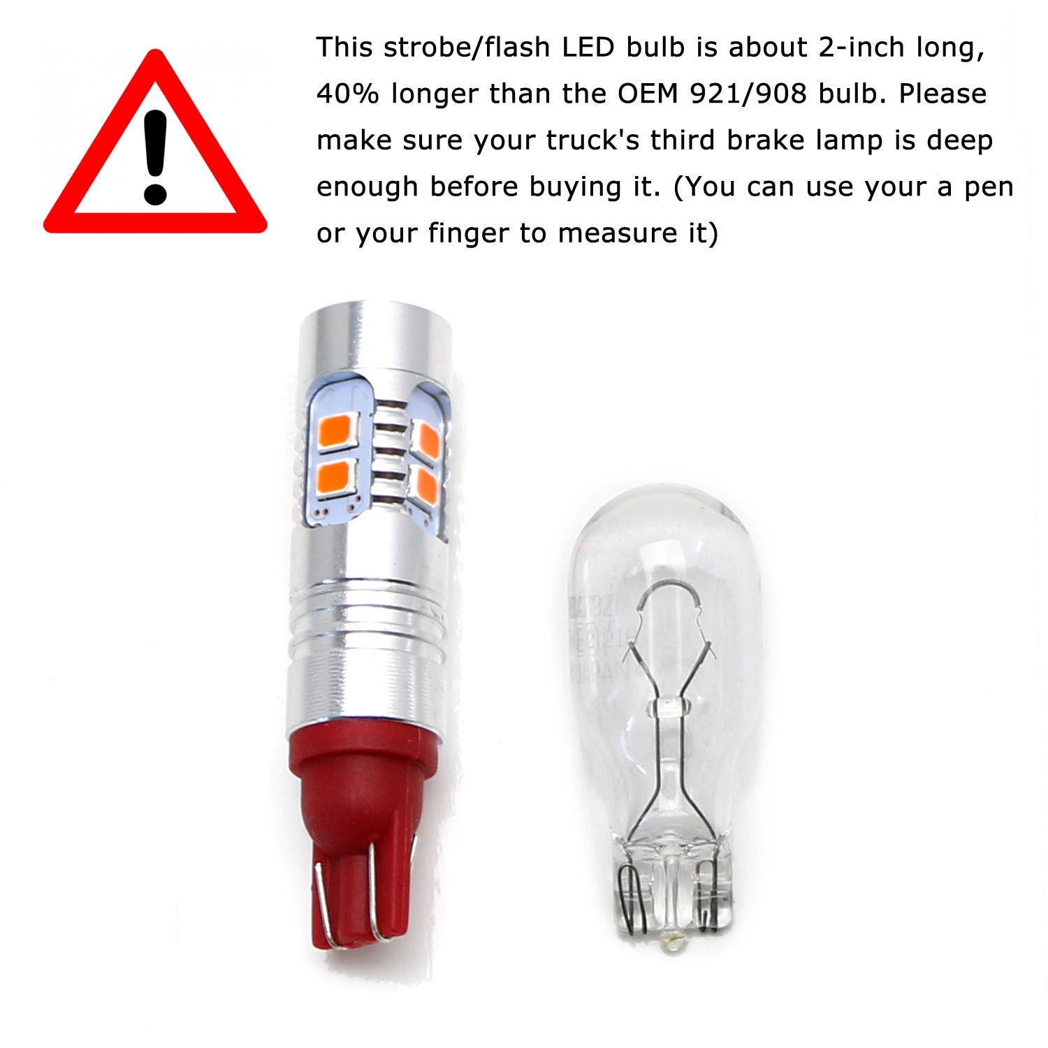 High-Intensity Strobe/Flashing Red 921 912 LED Bulb for Truck 3rd Brake Light - Durable, Bright Safety Light for Enhanced Visibility in Fog, Rain, or Night Driving