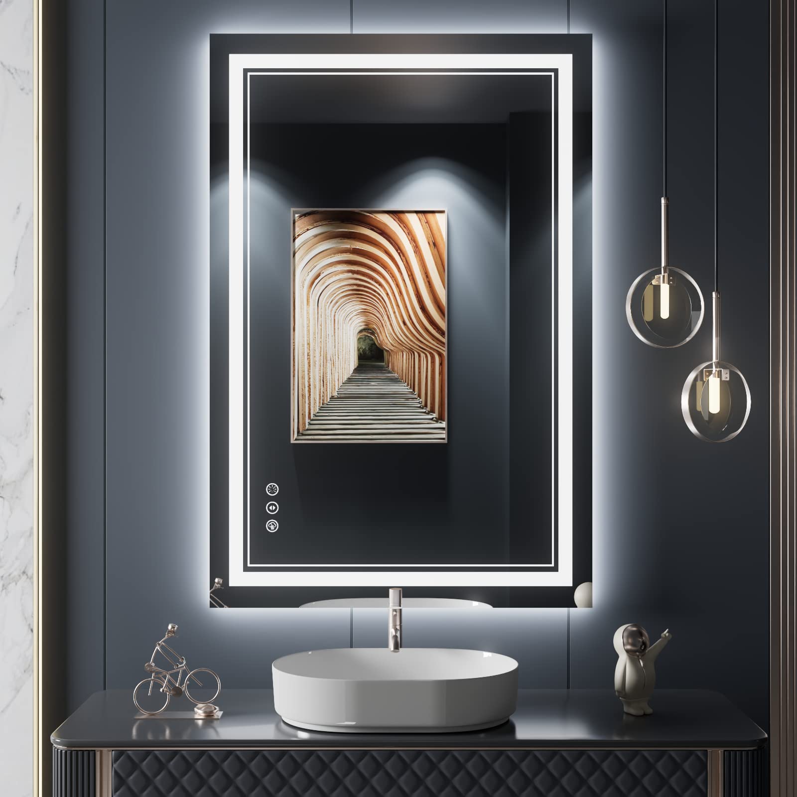 24x36 Inch LED Bathroom Mirror with Lights - Anti Fog, Dimmable Backlit & Front Lighted Vanity Mirror for Makeup, Shaving & Home Decor