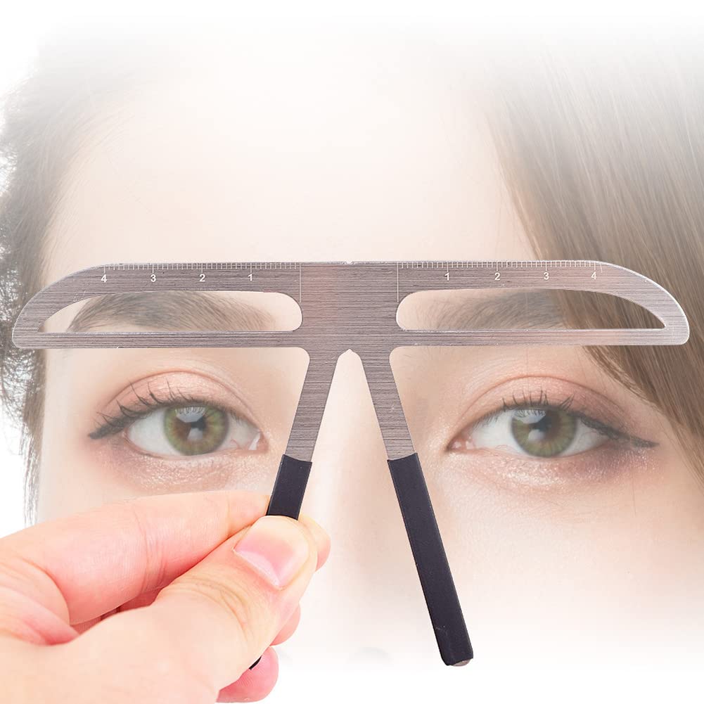Utoolmart Stainless Steel Eyebrow Shaping Ruler - 3-Point Positioning Eyebrow Stencil Template for Perfect Natural Brows | Reusable Eyebrow Measurement Tool for Professional Makeup & Home Beauty Care