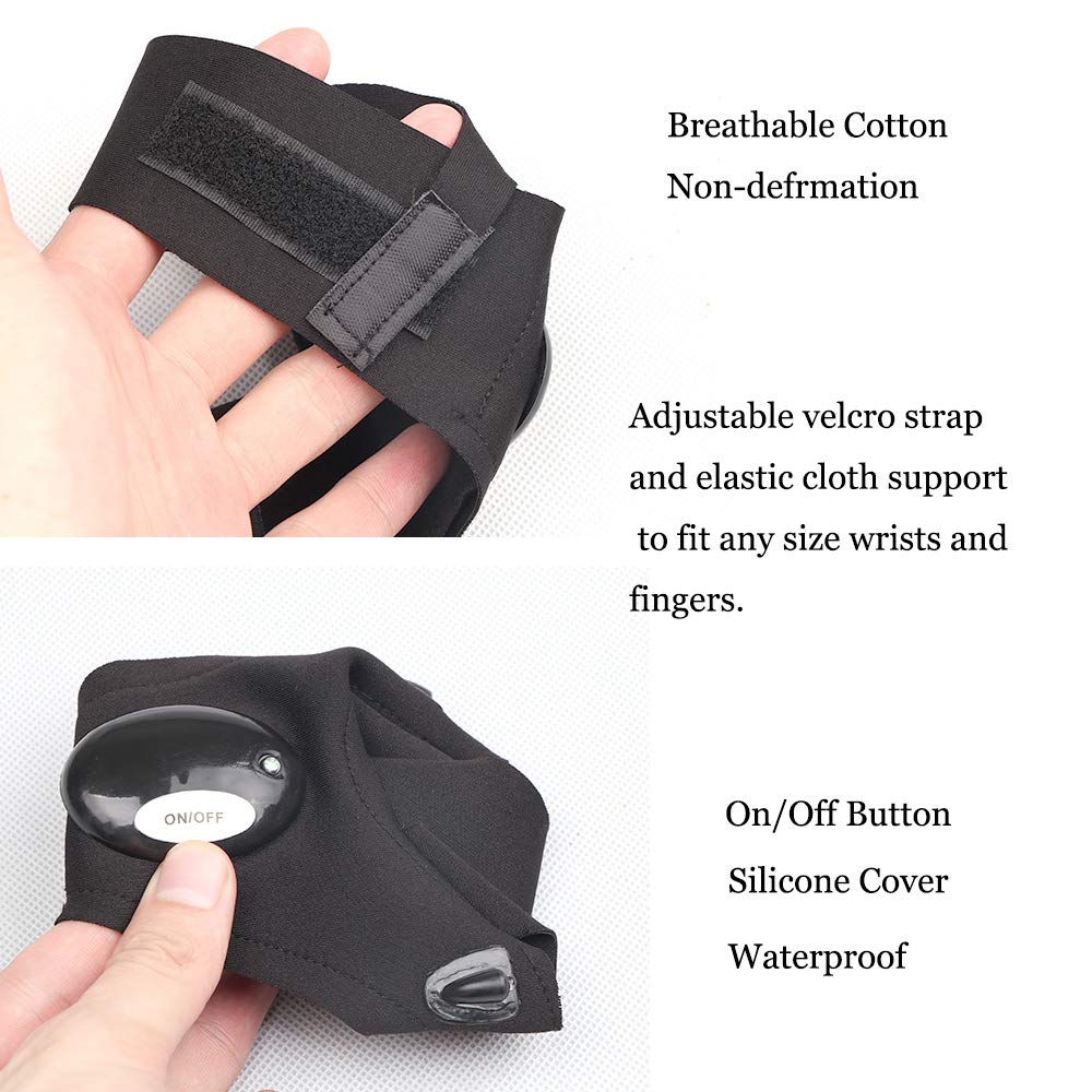 LED Flashlight Gloves for Men & Women - Fingerless Night Lighting Gloves with Bright LED Lights | Perfect for Camping, Fishing, Hiking, Outdoor Activities & Working in Dark Places - Cool Gadgets & Unique Gifts for Handymen & Adventurers